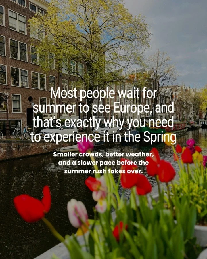 Stop waiting for summer &mdash; spring is when Europe truly shines! 🌸⁣
⁣
While everyone else is booking those packed (and pricey) July getaways, my clients have discovered the secret: springtime in Europe means blooming gardens, relaxed streets, and