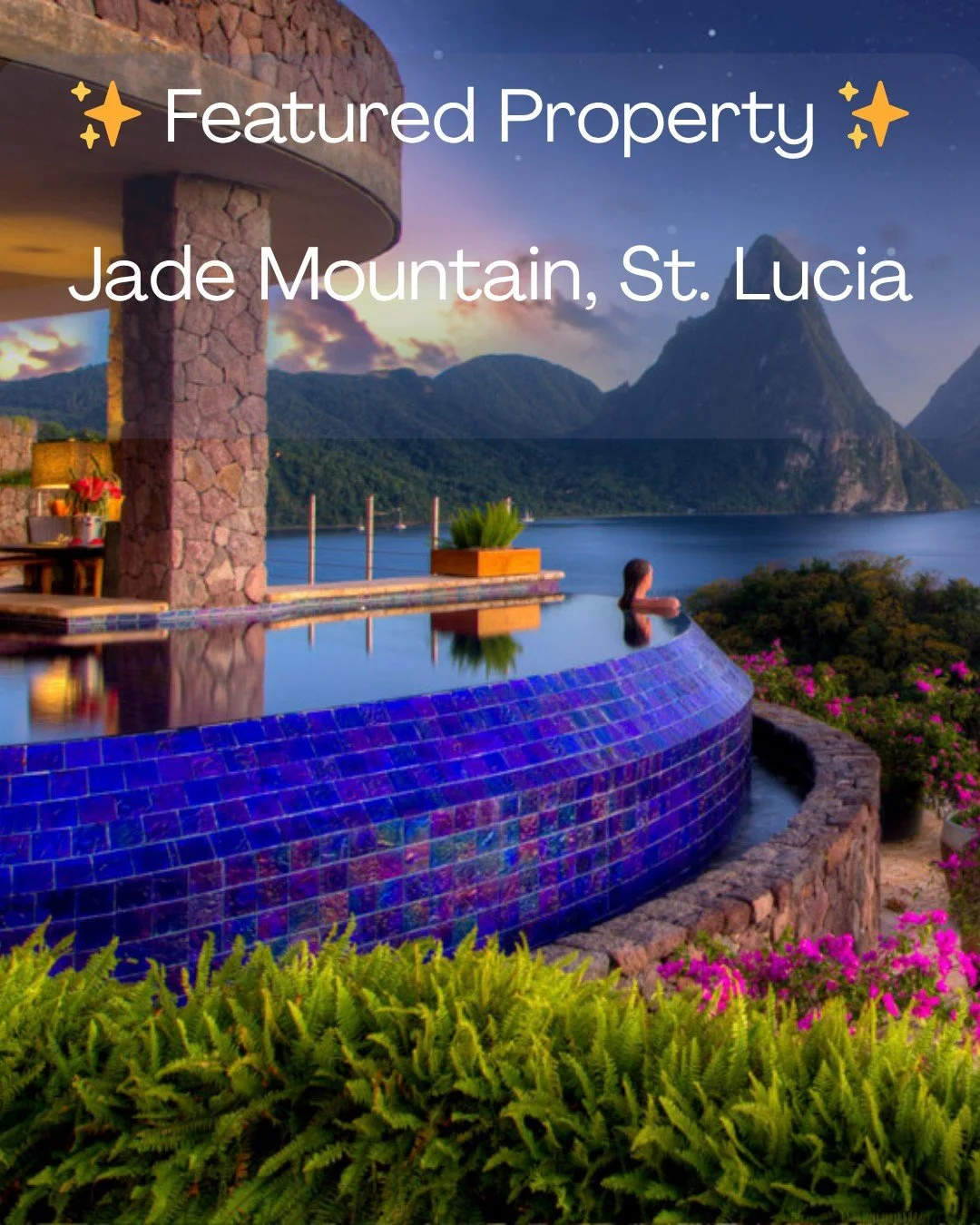 There are luxury resorts&hellip; and then there&rsquo;s Jade Mountain, St. Lucia.⁣
⁣
Perched high above the Caribbean Sea with sweeping views of the Pitons, every suite here feels completely private &mdash; no fourth wall, no barriers, just open-air 