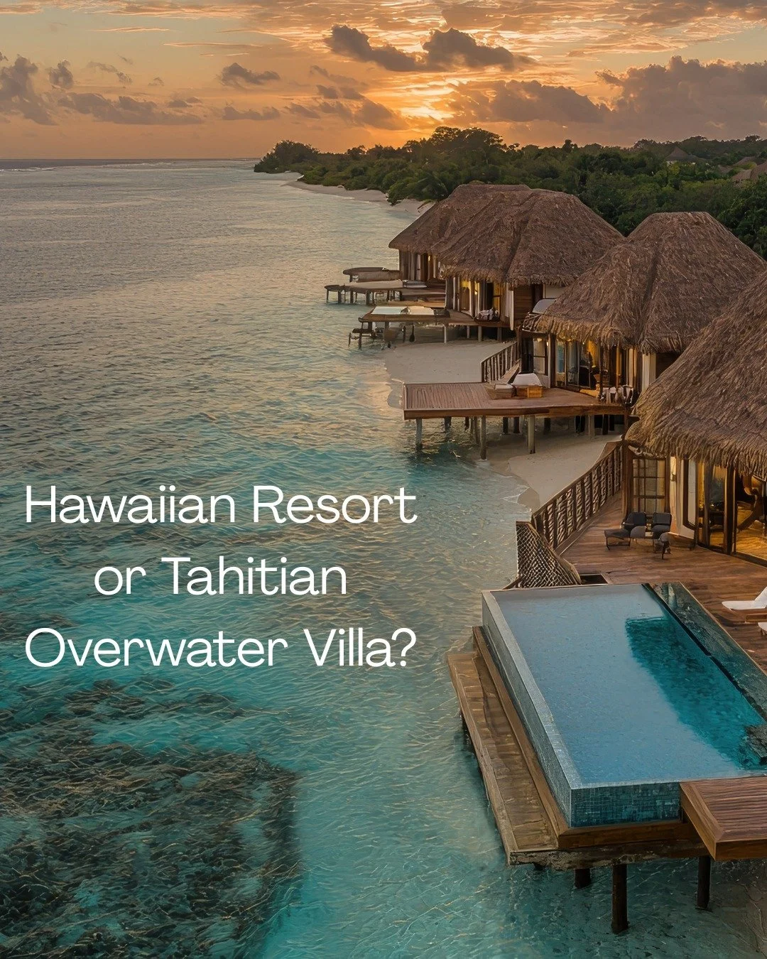 Not all island stays feel the same.⁣
⁣
A luxury resort in Hawaii often offers variety, access to dining and excursions, and the flexibility to explore.⁣
⁣
An overwater bungalow in Tahiti invites immersion, privacy, and days centered around the lagoon