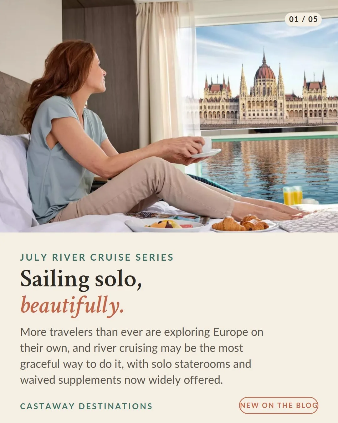 A trip that's entirely your own, with company whenever you want it.

Solo travel is no longer a niche, and river cruising may be the most graceful way to do it. The ships are small and naturally social, so familiar faces appear by the second day, and