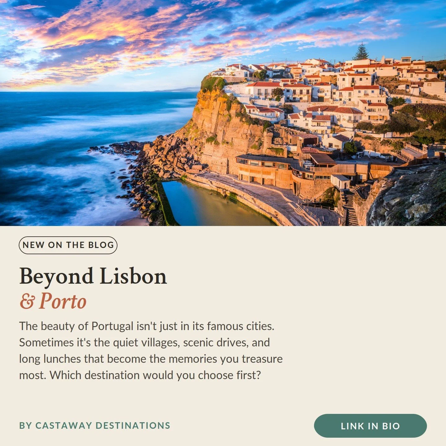 If you asked me where to go after Lisbon and Porto... I'd say the Douro Valley, the Alentejo, or the Azores.⁣
⁣
Portugal's magic isn't only in its famous cities. Sometimes it's the quiet villages, the scenic drives, and the long, unhurried lunches th