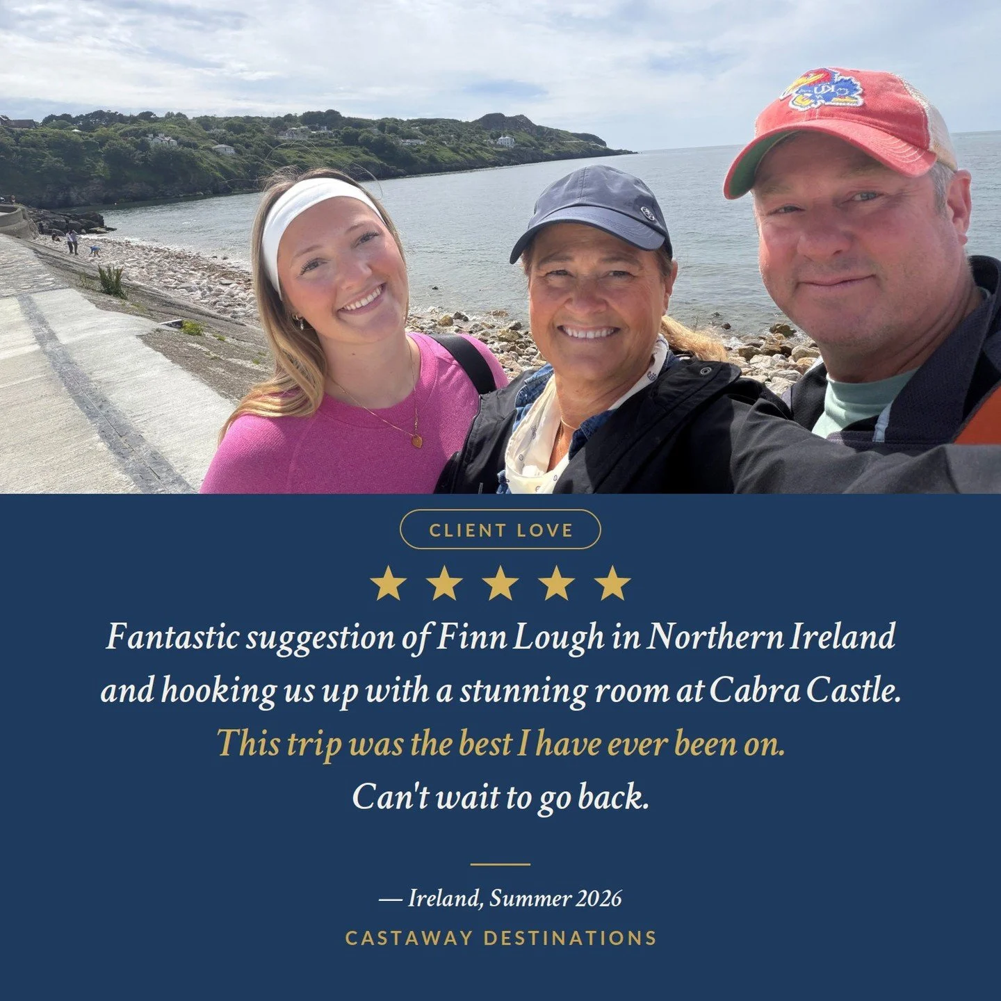 When a client tells me,⁣
⁣
"This trip was the best I have ever been on."⁣
⁣
...it absolutely makes my day.⁣
⁣
From the peaceful spa experience at Finn Lough to an unforgettable stay at Cabra Castle, every recommendation came together to cre