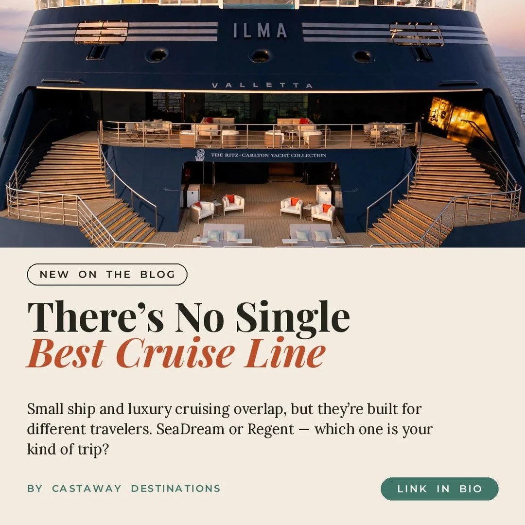 Small Ship or Luxury?⁣
⁣
Small ship cruising and luxury cruising aren&rsquo;t necessarily the same thing.⁣
⁣
SeaDream, Windstar, Emerald Cruises, and Ponant appeal to travelers looking for a more intimate experience and interesting ports. Regent, Sil