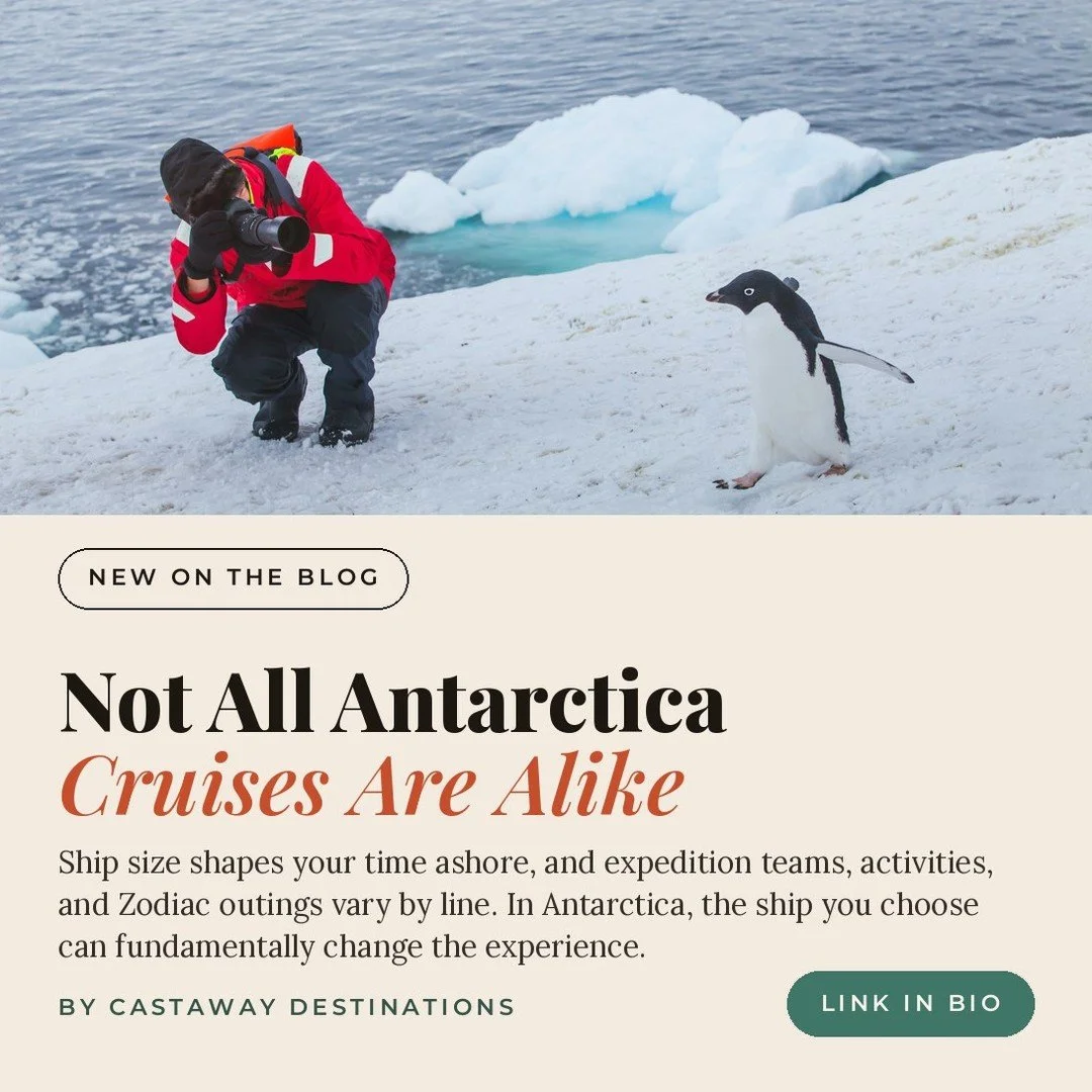 Not All Antarctica Cruises Are Alike⁣
⁣
Choosing an Antarctica cruise isn&rsquo;t simply a matter of finding the right dates and comparing prices.⁣
⁣
Ship size can affect how much time you&rsquo;re able to spend ashore. Expedition teams, included act
