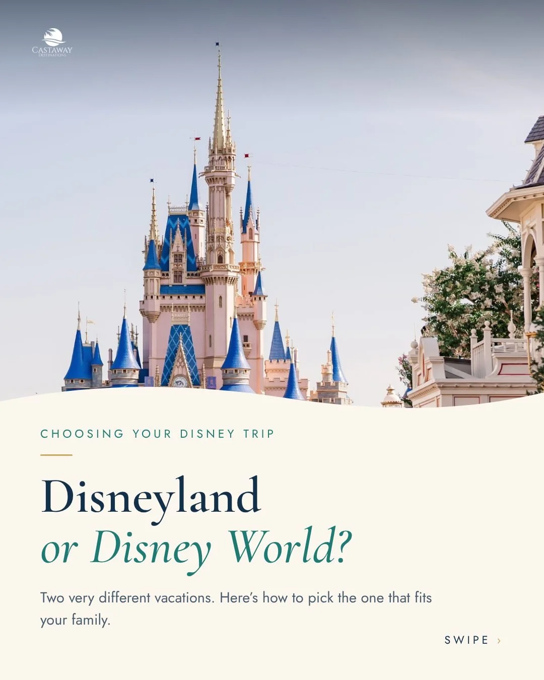 Disneyland or Disney World: which is better for your family? 

Disneyland is compact and easy to get around, which is great for little ones and shorter trips. Disney World is roughly 50 times larger, with more parks, resorts and experiences to fill a