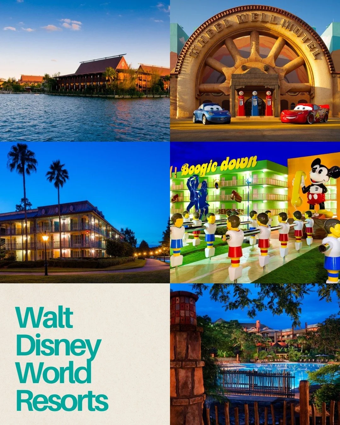 Here are a few Disney resorts worth having on your radar:⁣
⁣
Disney's Polynesian Village Resort &mdash; Tropical vibes, beautiful views, and easy access to Magic Kingdom make this a favorite for families looking for a little extra luxury.⁣
⁣
Disney's