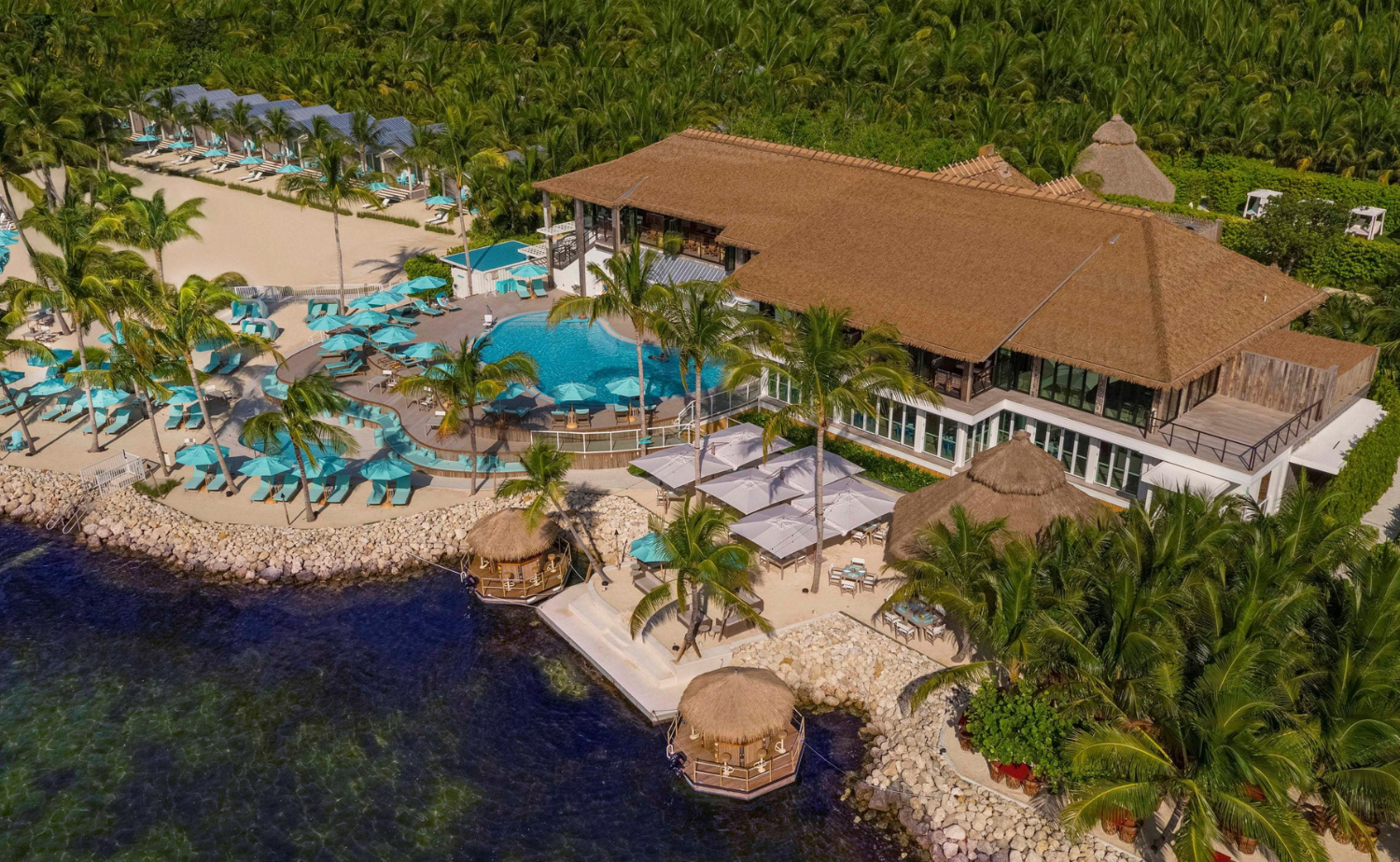 Aerial view of The Bungalows Key Largo, the only adults-only all-inclusive resort in the Florida Keys.