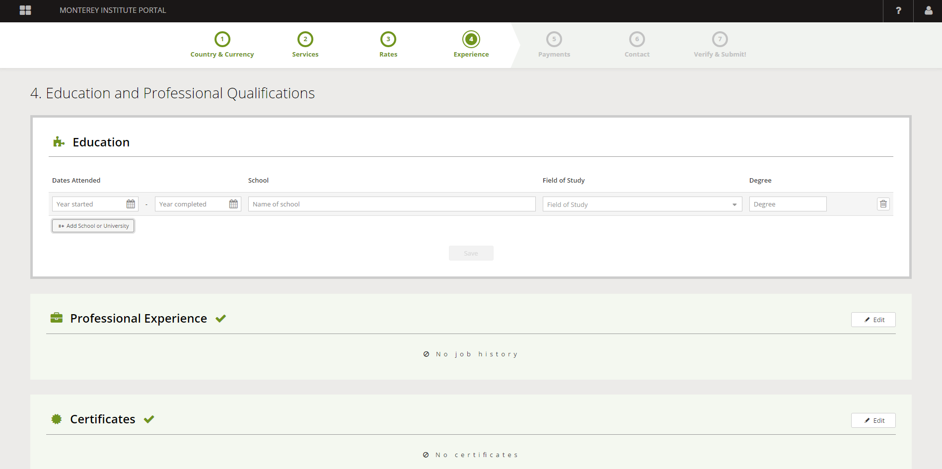 A screenshot of the vendor portal in XTRF.