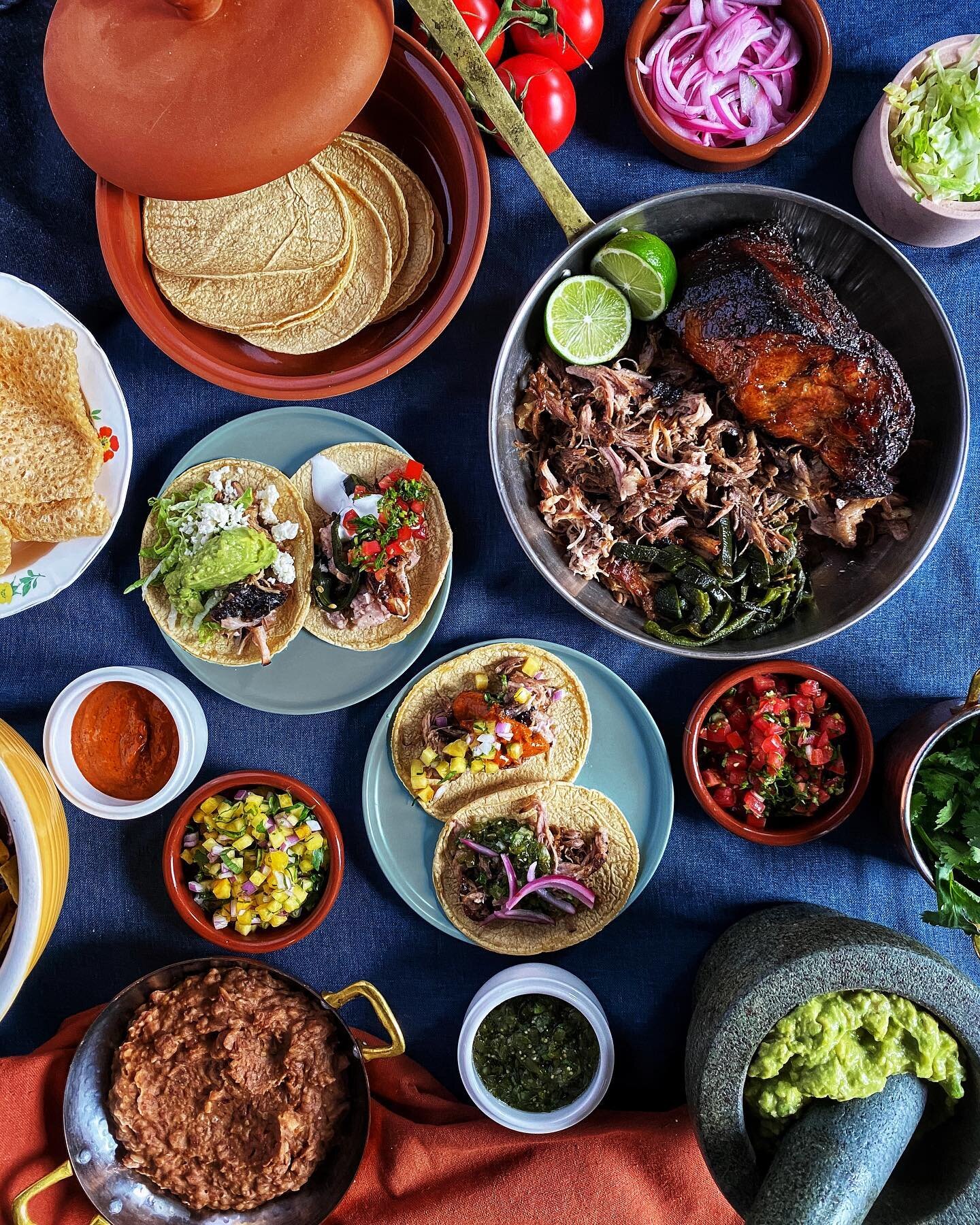 ✨🌮We&rsquo;re BACK, dear friends, with one of our fave meals🌮✨ We&rsquo;re now on Tock, with delivery via DoorDash, woo! To book, tap RESERVE button in profile 👆

Our TACO NIGHT includes:
🔥Carnitas with all the fixings* 
🌮Slow Roasted Pork Shoul
