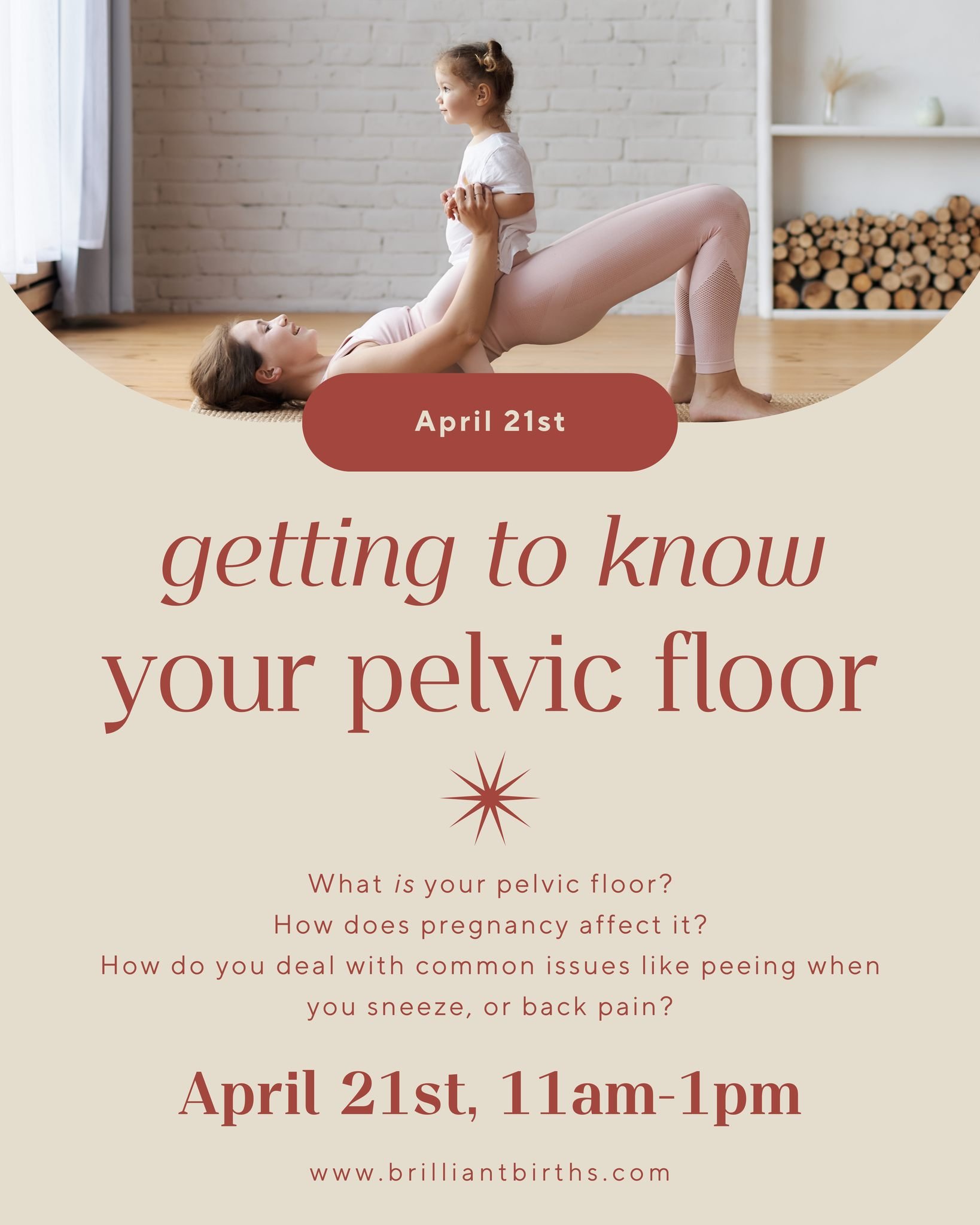 A special workshop by Pelvic Physical Therapist Molly Durigan! Prenatal or postpartum, Molly will answer all your questions about pelvic floor health. Learn what to expect, demystify your own experience, and hear from an expert about what pelvic floo