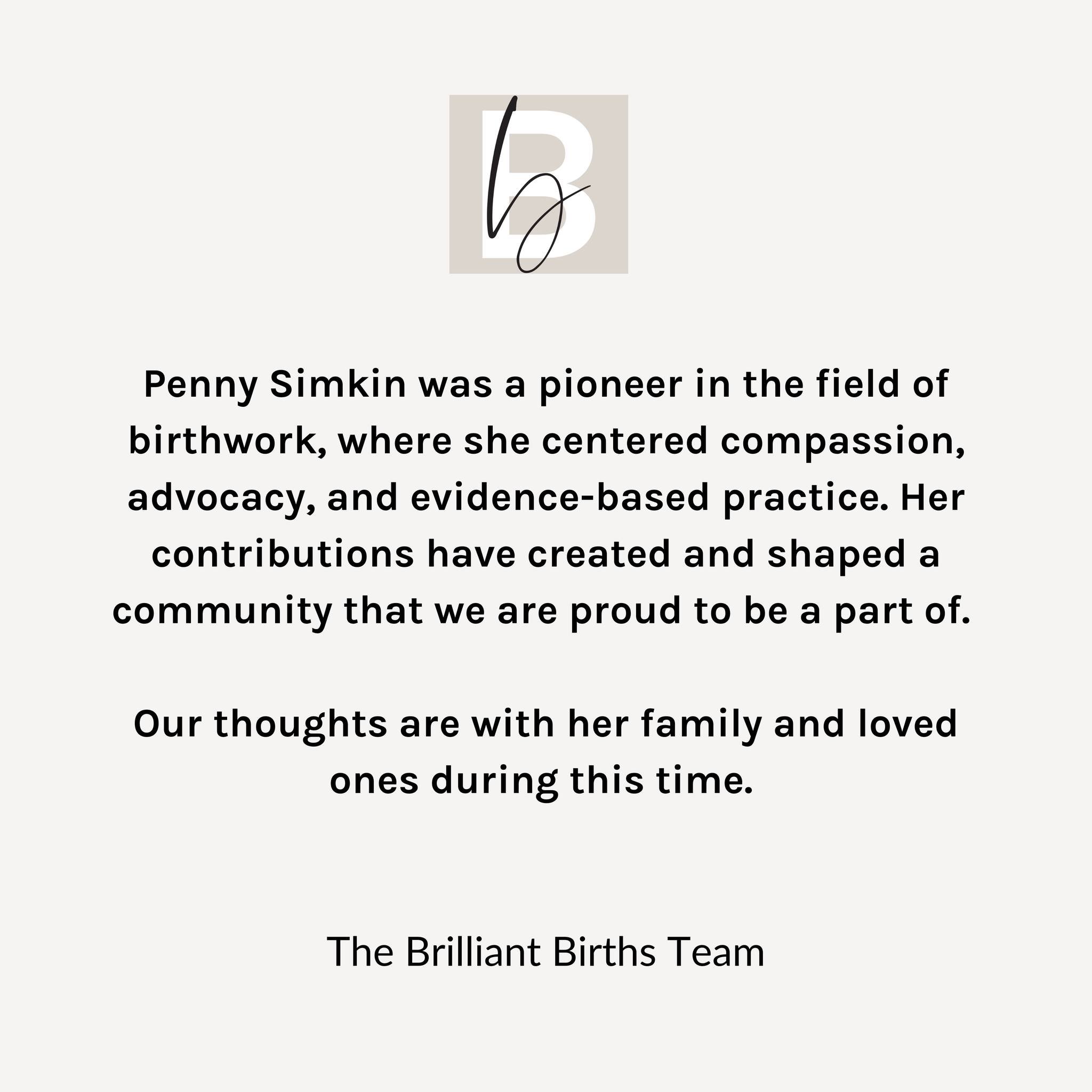 Penny Simkin, DONA's cofounder and a pillar in the birthwork world, passed away today. 
Our thoughts are with her family and loved ones. 

#PennySimkin #DONAPROUD #doulawork