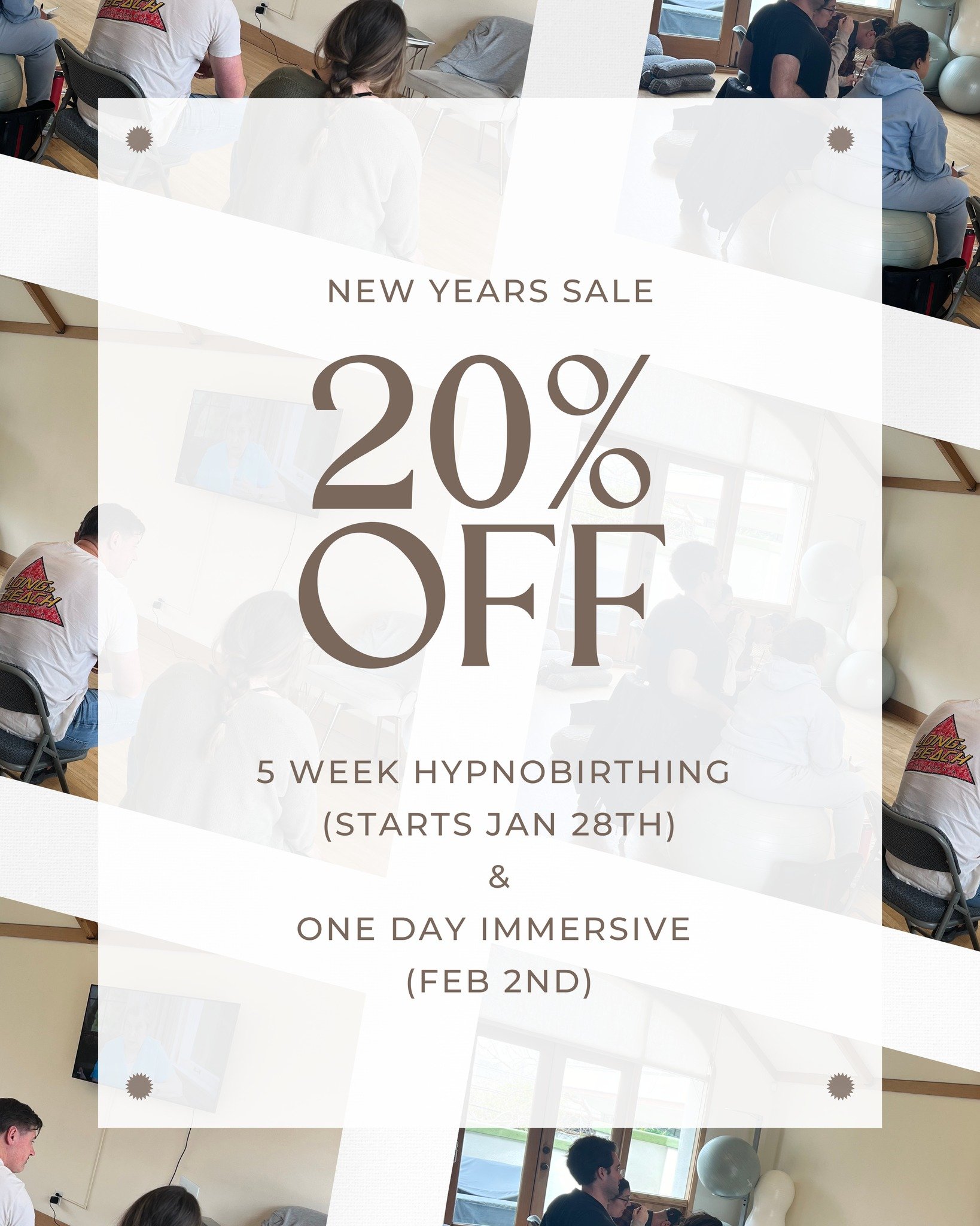 Happy new year! Use code NEWYEAR20 for 20% off either class! Whether you're looking for one day birth education or 5 weeks, we've got you covered. 

Immersive: Sunday Feb 2nd, 10 to 4pm (Berkeley)
Hypnobirthing: 5 Weeks, January 28, February 4, 11, 1