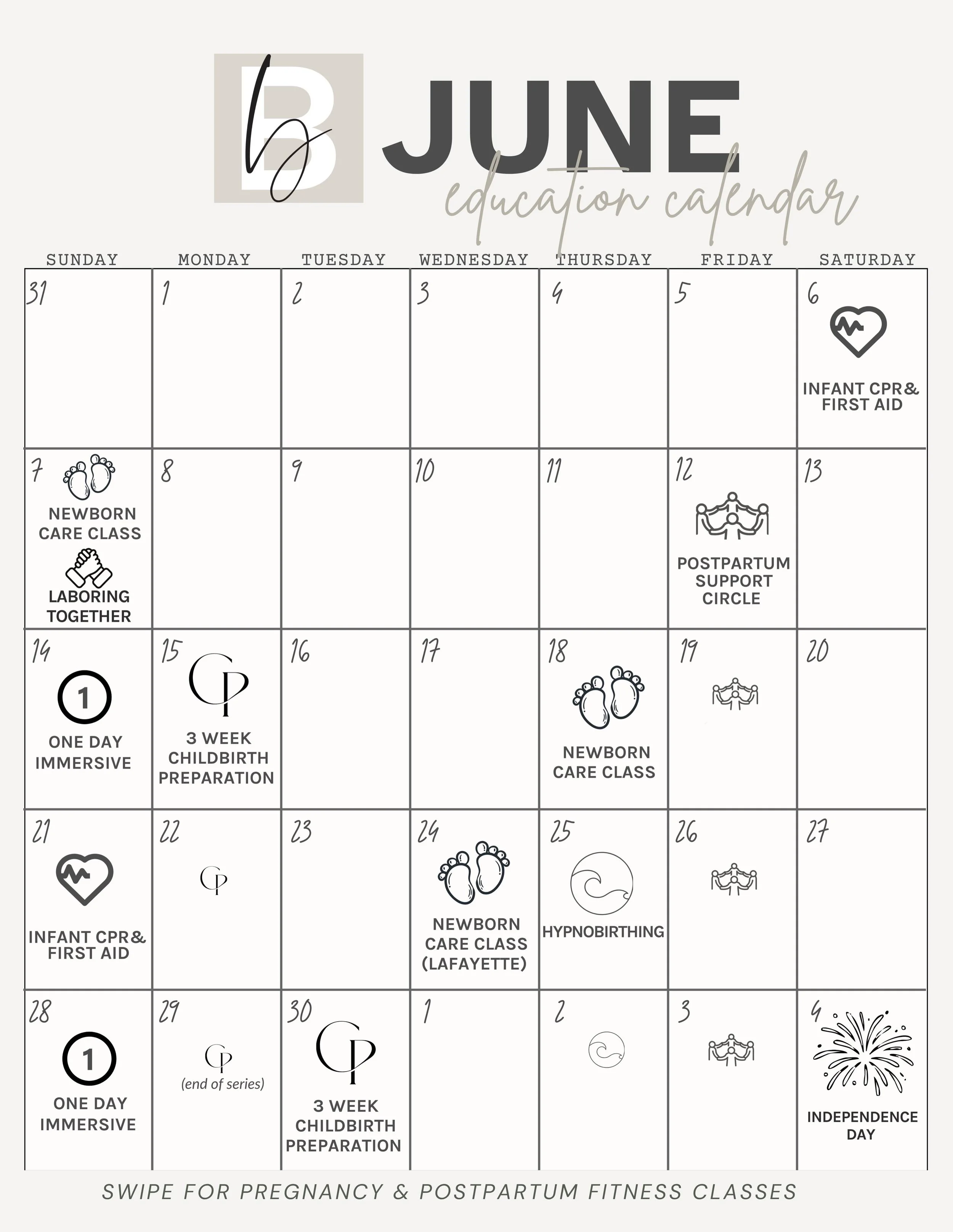 🌻June at Brilliant Births!

Childbirth Prep: Our 3 or 5 week Childbirth Education courses take you on a deep dive into birth. With empathy and expertise, our experienced instructors use activities, discussion, lecture, and passion to bring joy and c