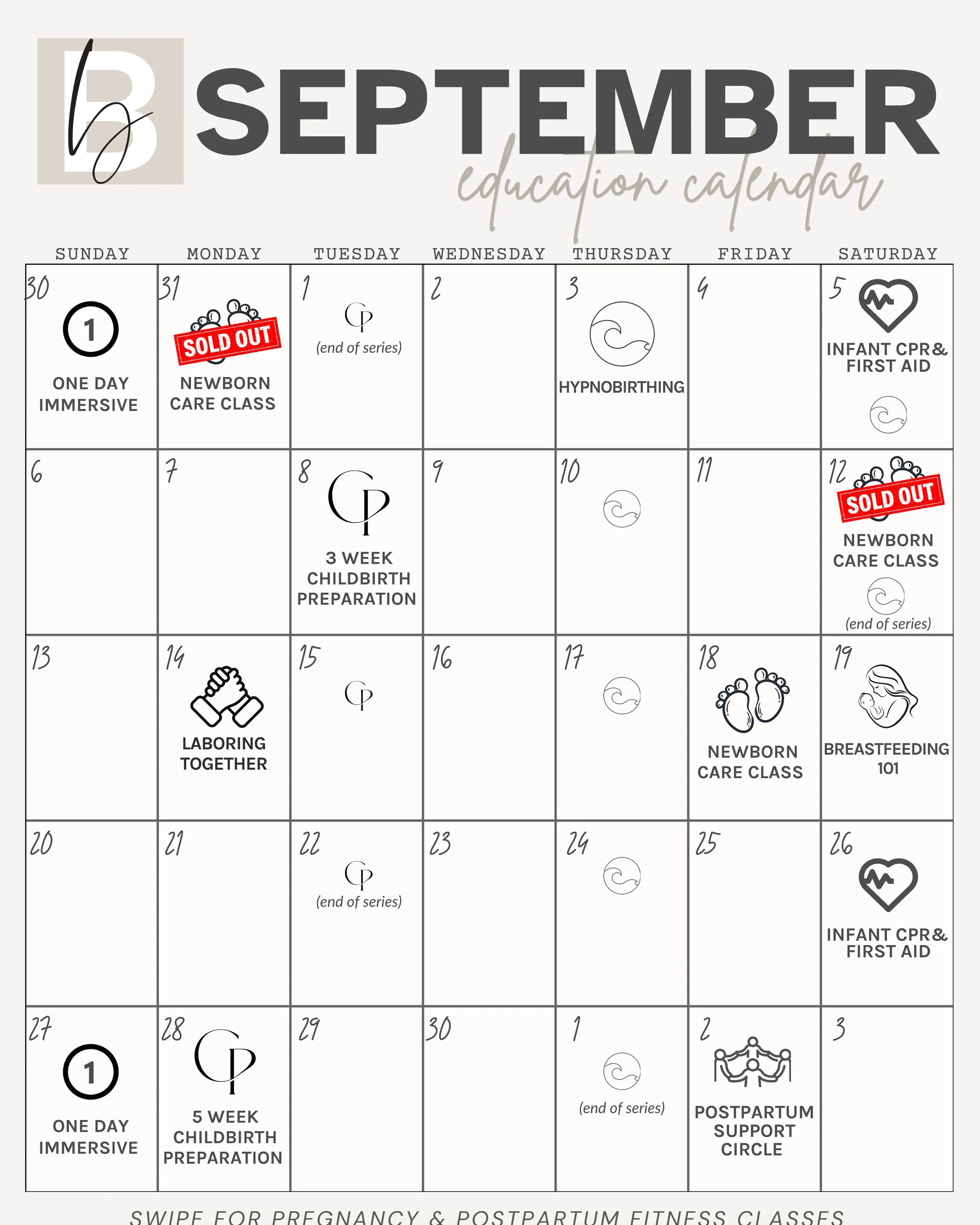 🍂Fall in love with September! 😍

🤰 Prenatal Yoga: All trimesters are welcome in our Tuesday morning class designed for your changing body. Find comfort, flexibility, movement, and connection in our 75 minute class. All yoga supplies provided, smal