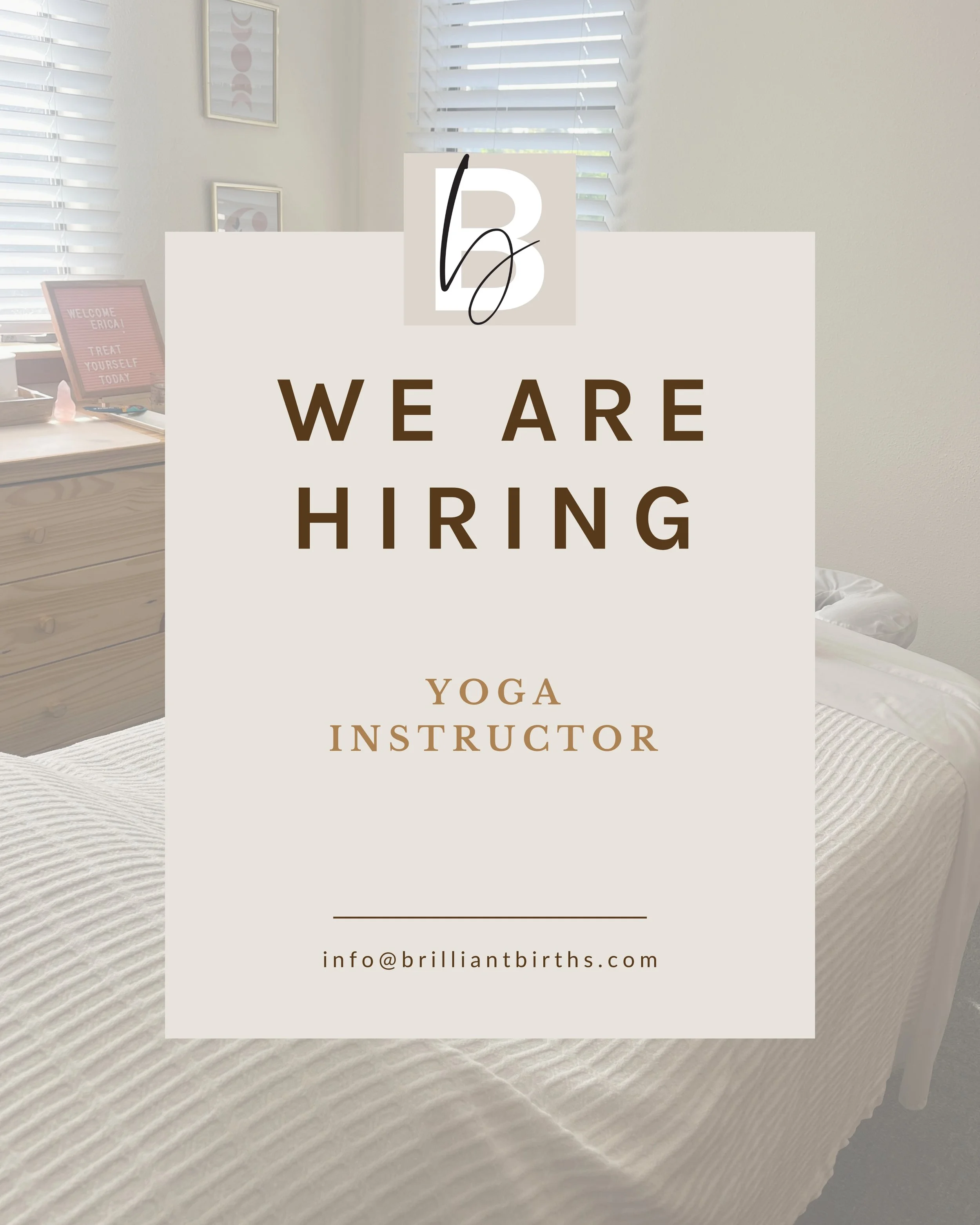 🔍 Looking for: Yoga Instructor!

Located on vibrant Fourth Street in Berkeley, Brilliant Births is a full-service studio offering childbirth classes, community support, yoga, massage, and more to support birthing families on their journey into paren