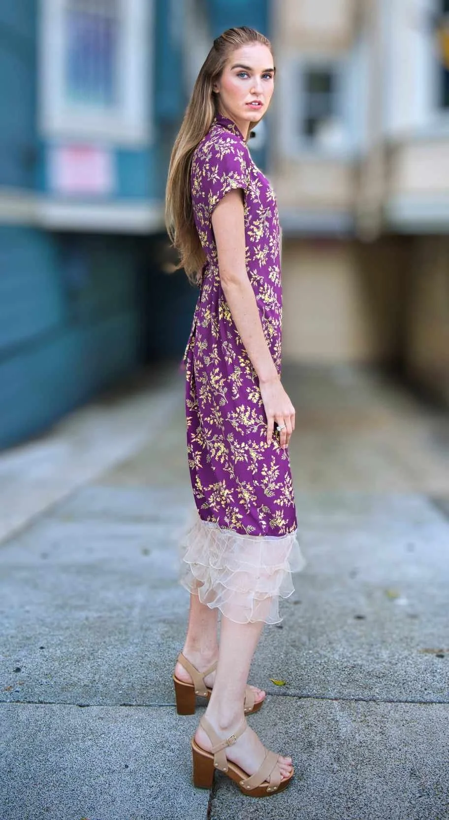 purple dress street style Little Purple Dress