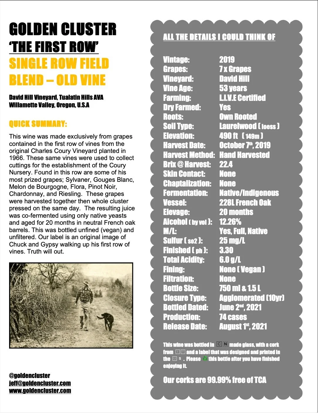 2019 'The First Row' Old Vine Field Blend - Tasting Notes