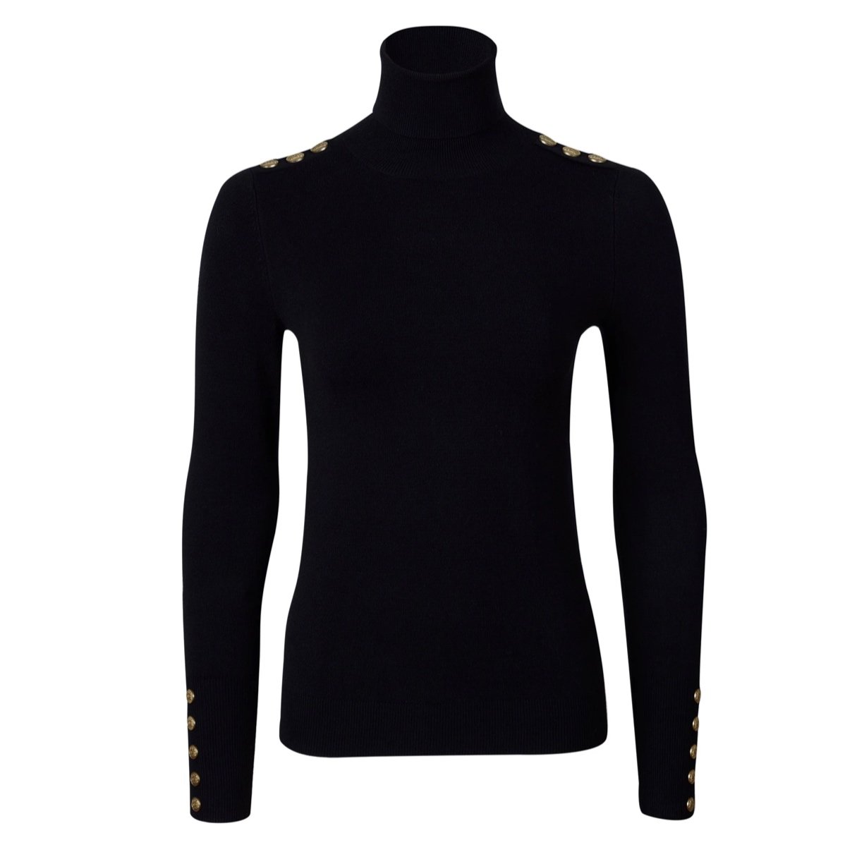 Holland Cooper - Buttoned Knit Roll Neck (Black)
