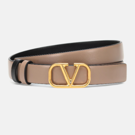 Valentino Garavani - Reversible Vlogo Signature Belt In Glossy Calfskin 30 (Smokey Beige/Black) (Copy)
