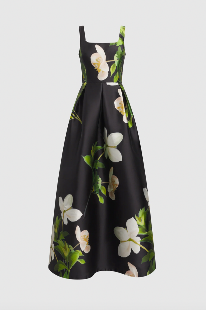 Melanie Lyne - Floral Mikado Gown (Black Pattern)