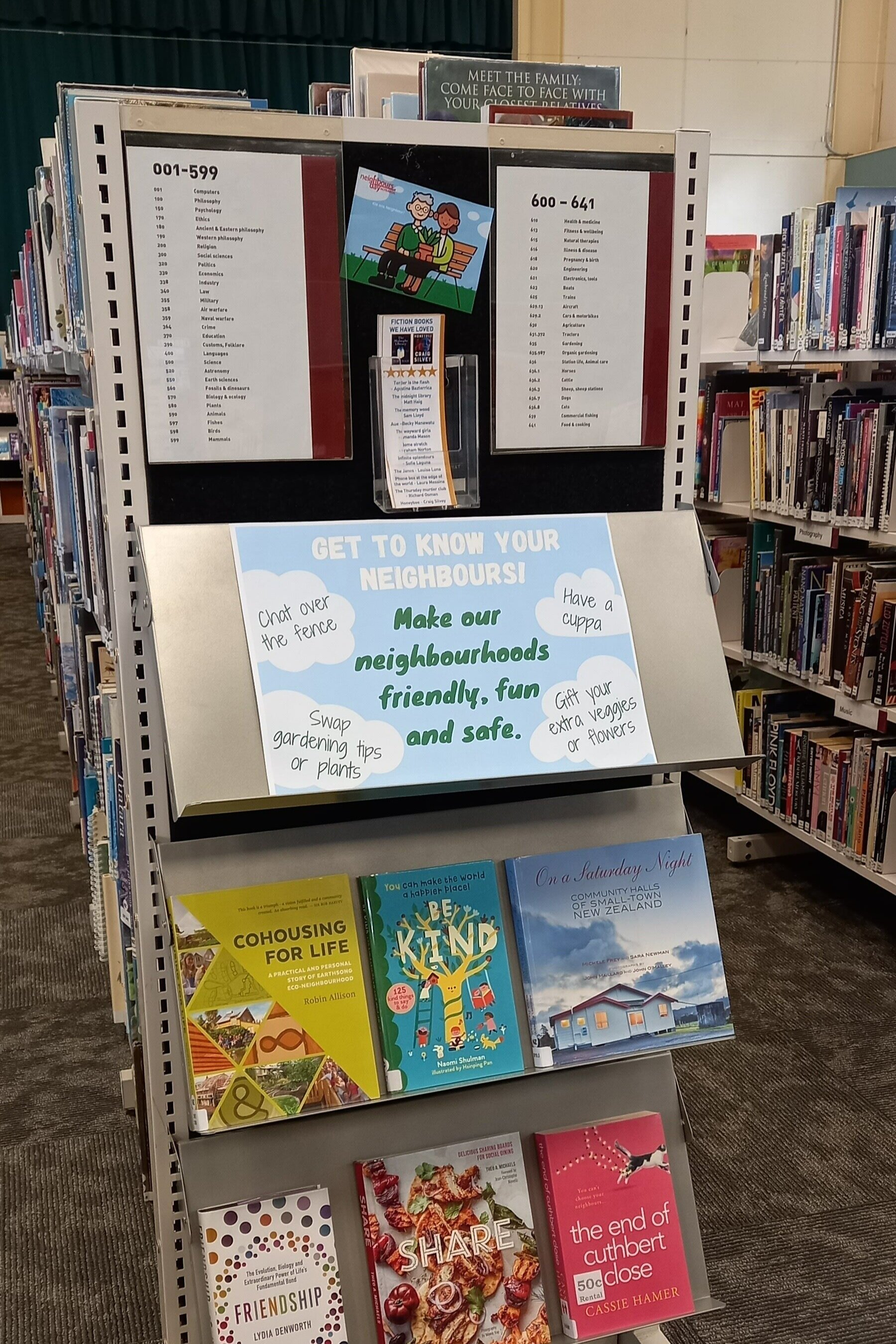 Gore and Mataura district libraries have put up displays of books to promote kindness and neighbourliness.