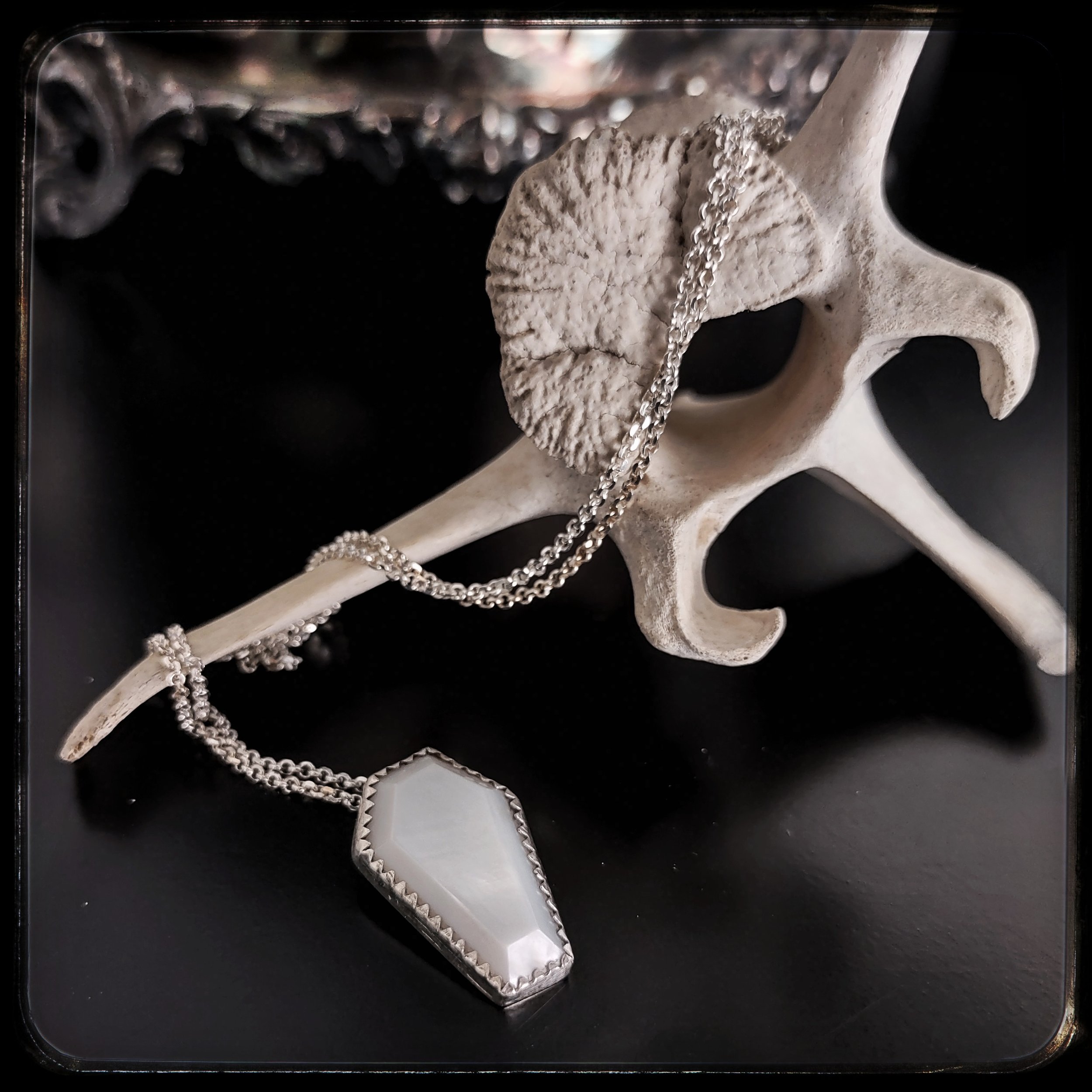 Mother of Pearl Coffin Pendant