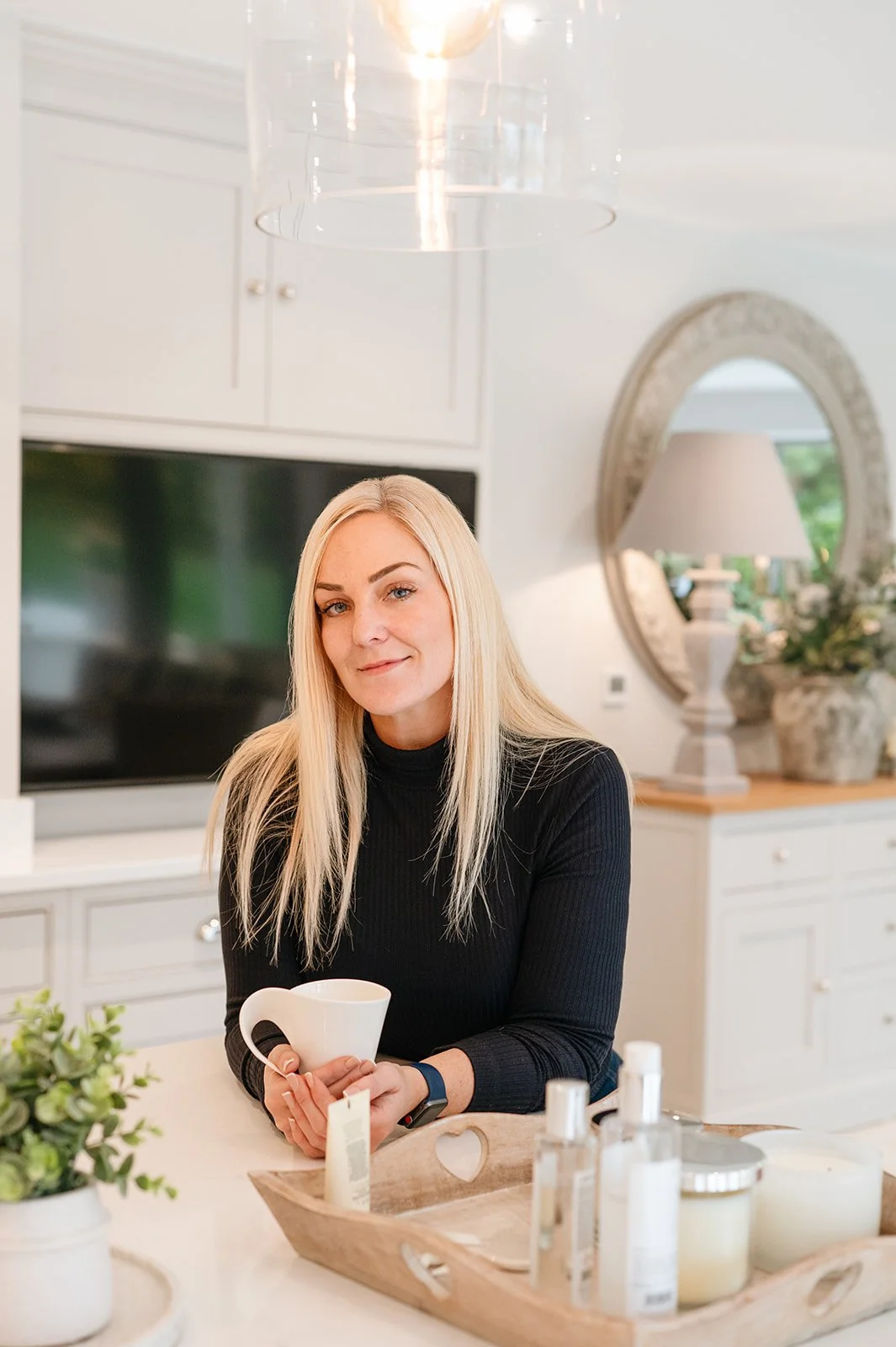 A portrait of influencer, Marie Cross at her home in Worcestershire photographed by Victoria Beddoes