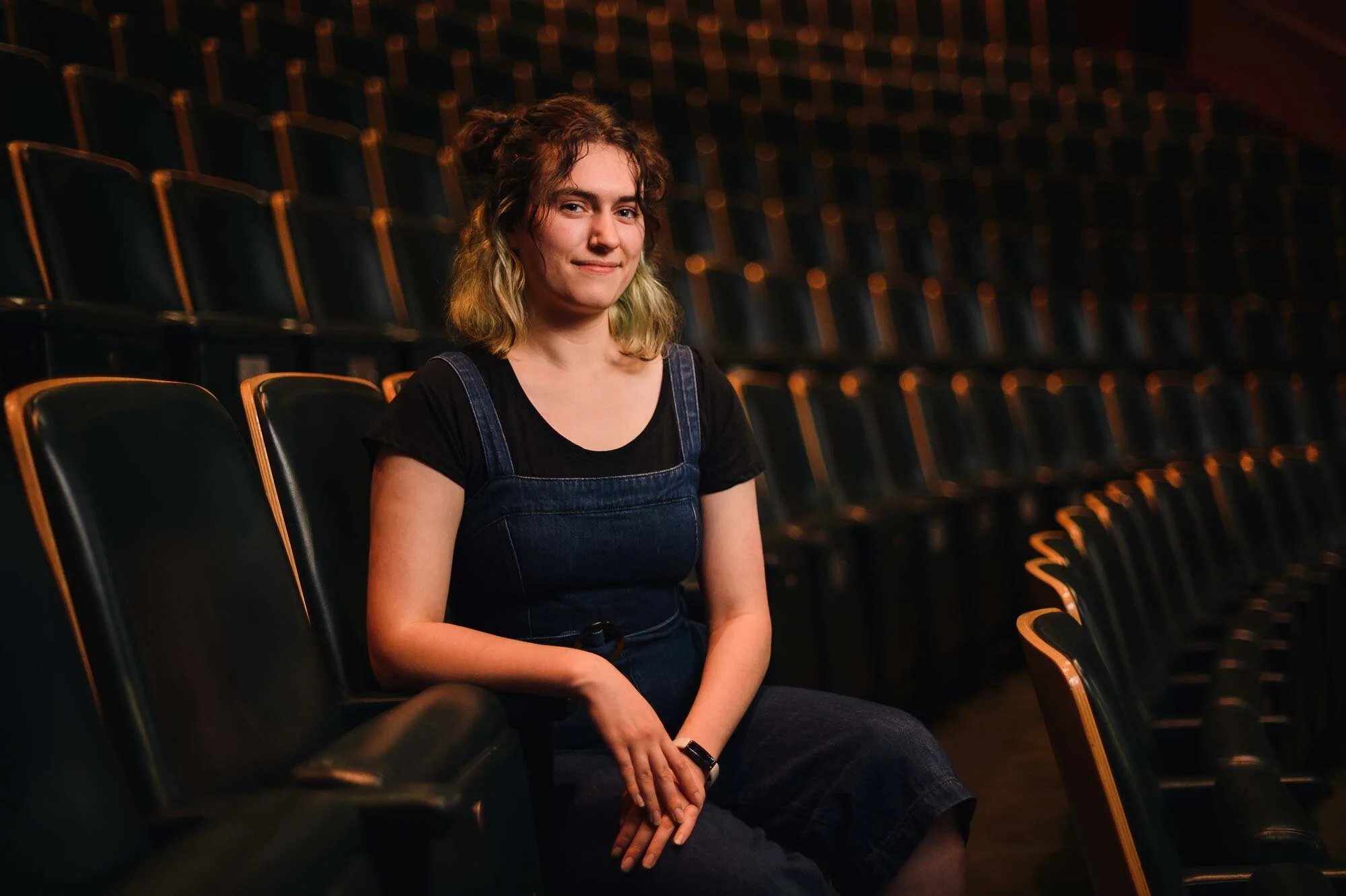 Portrait of Theatre practitioner Emma Large at The Rep theatre in Birmingham by Victoria Beddoes