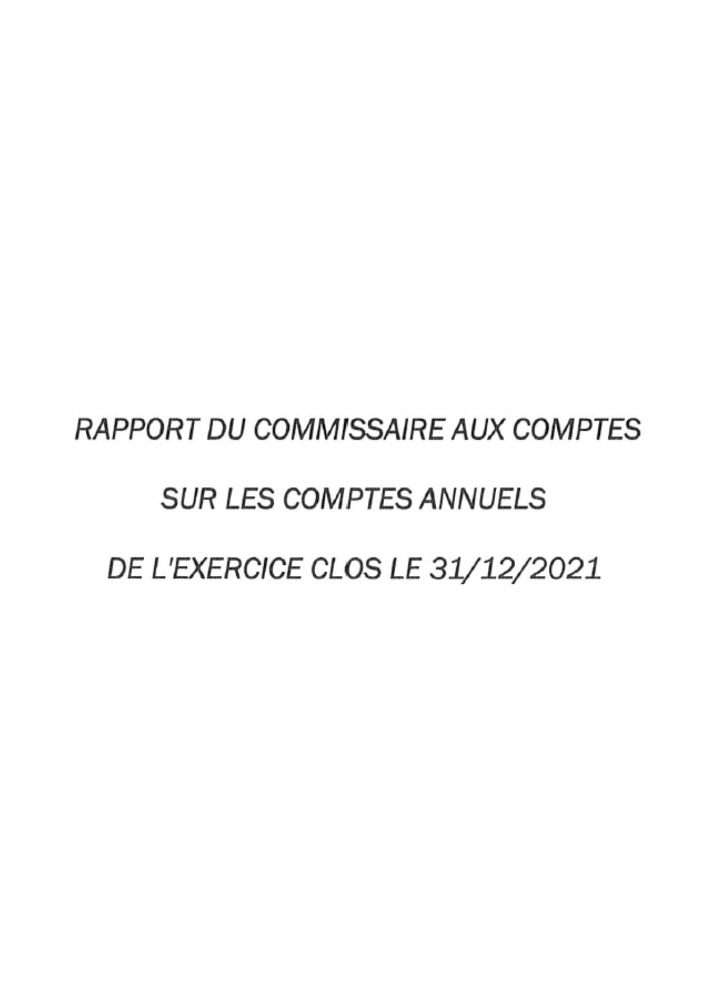 Rapport exercice 2021