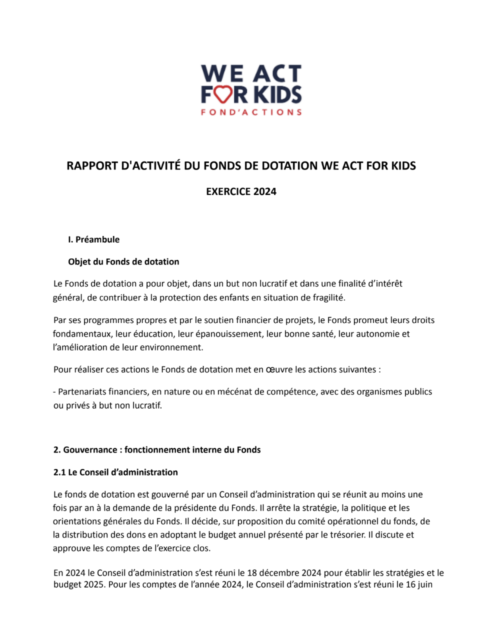 Rapport déposé 2024