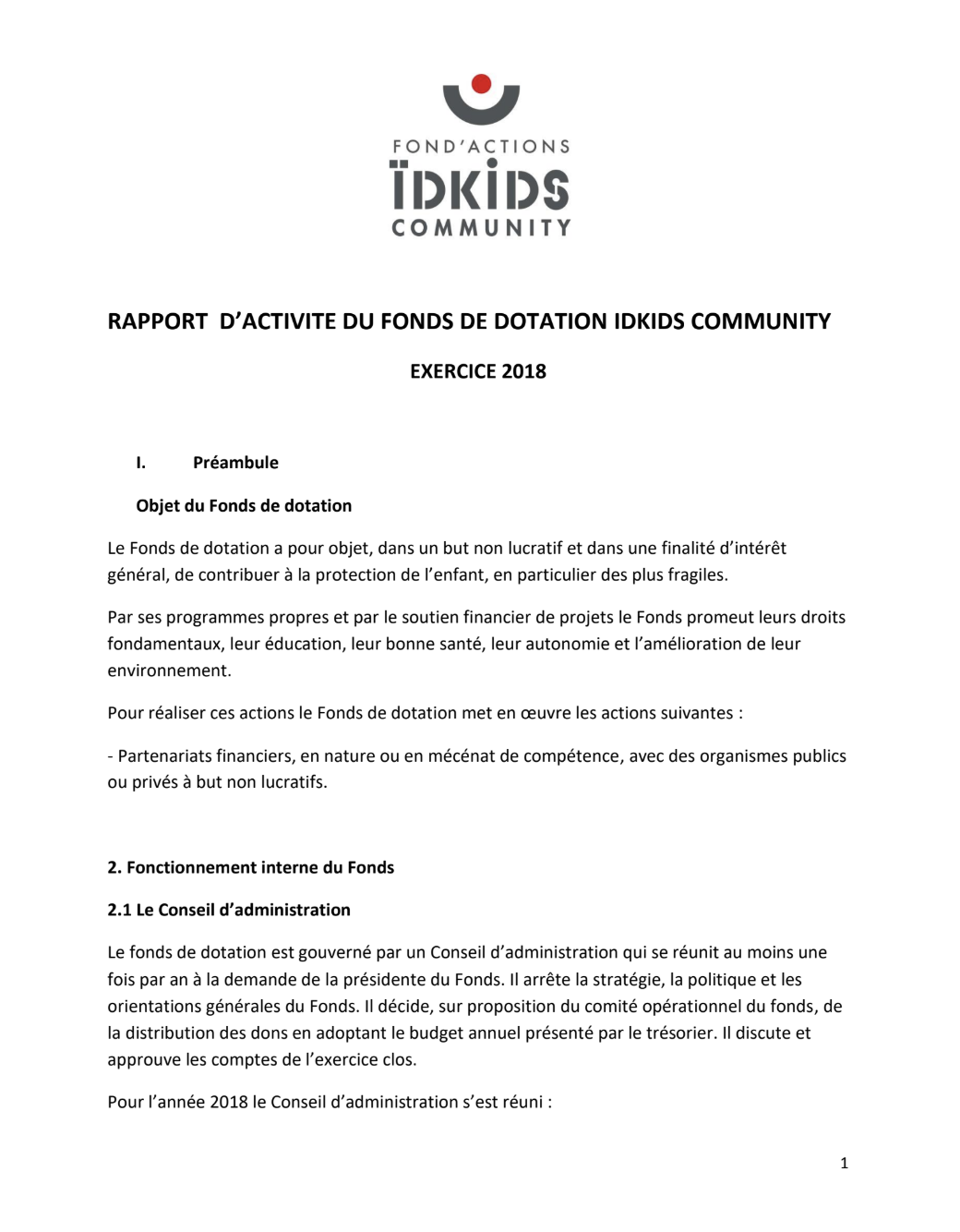 Rapport déposé 2018