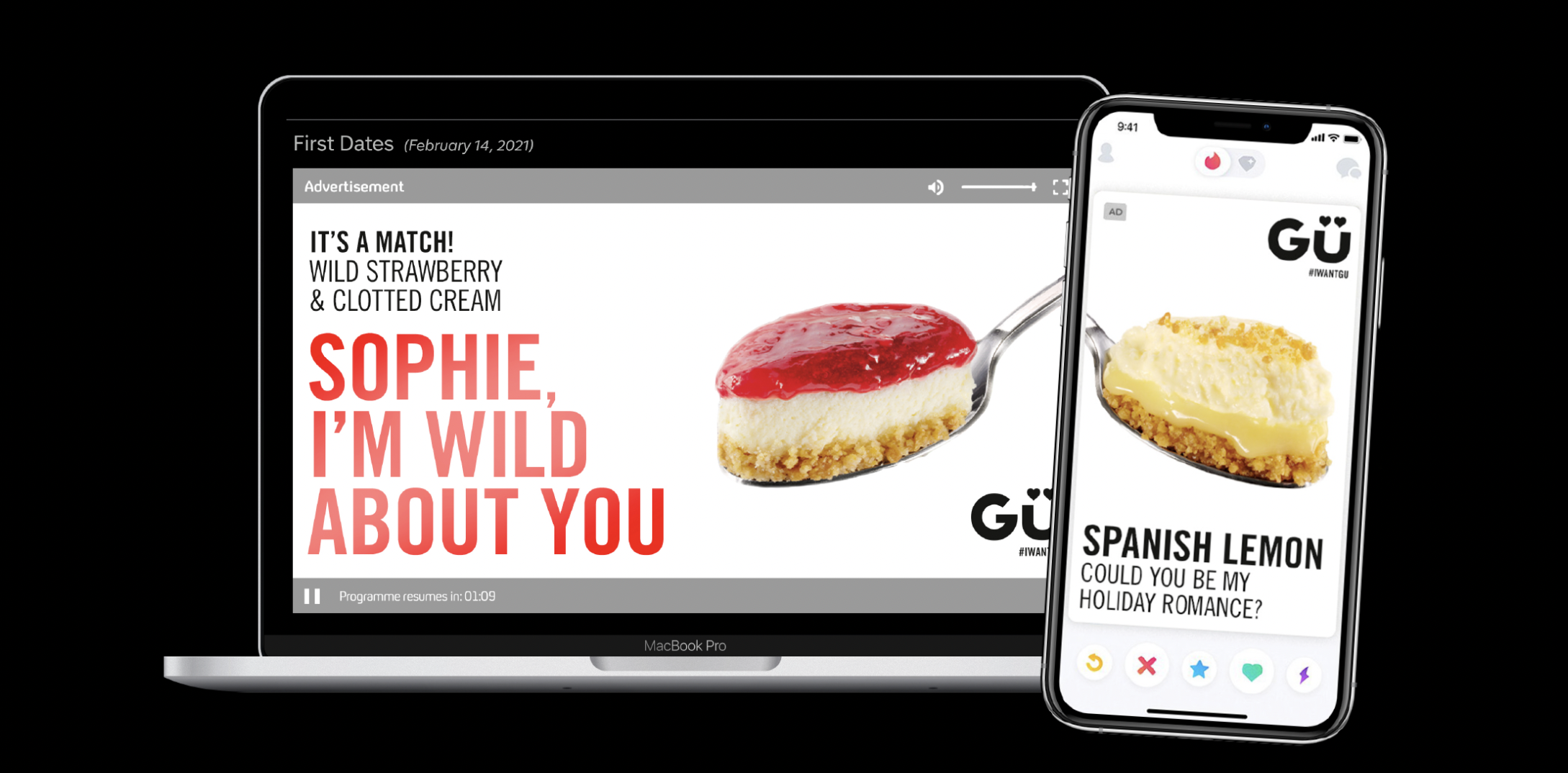  Promoted Tinder ads tempted people to swipe right on the perfect dessert for them. 