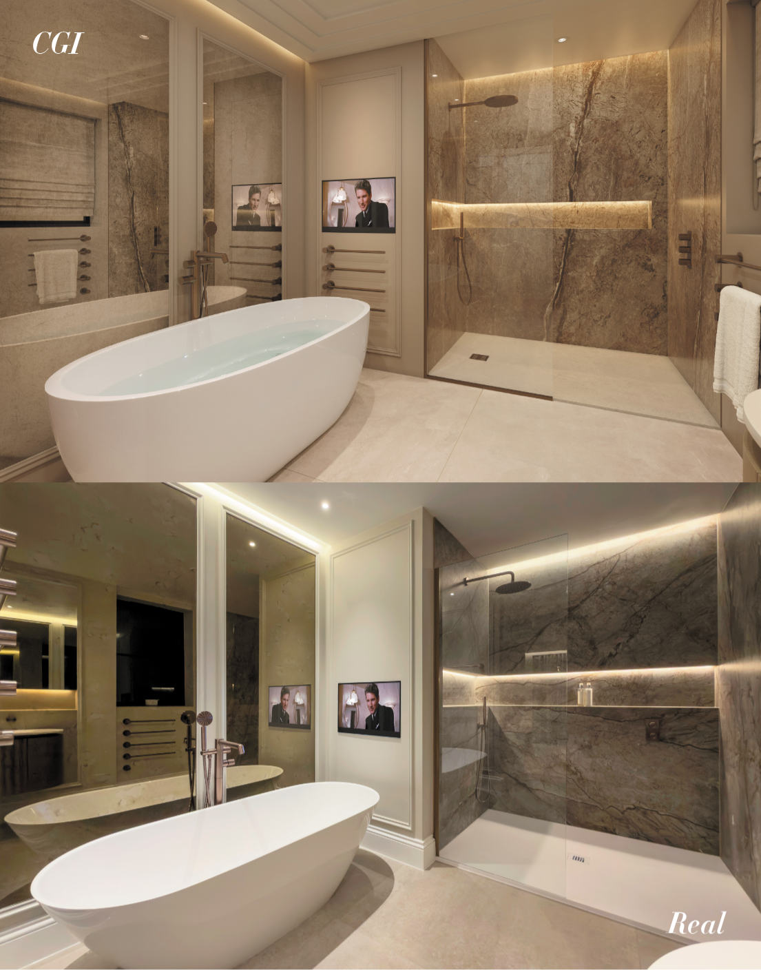 Example of begfore and after. From Bathroom CGI to finished bathroom