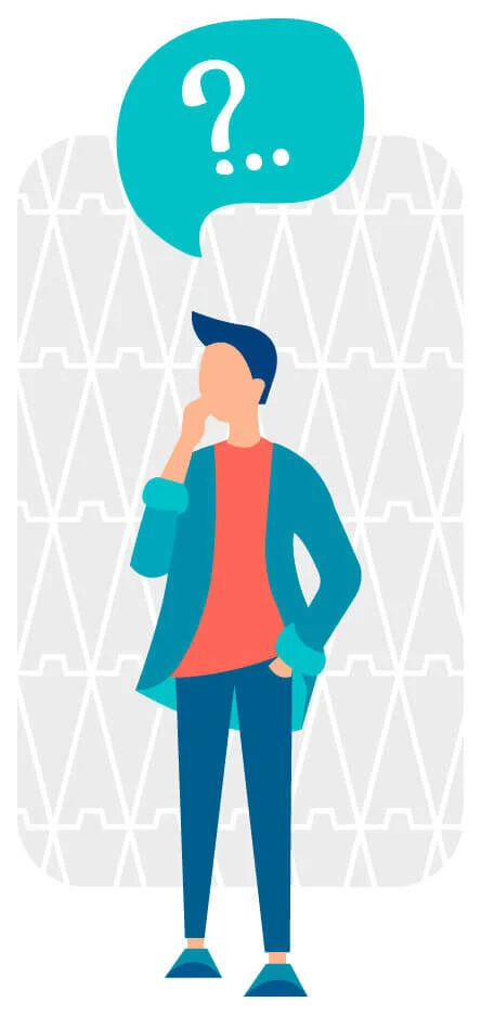 Illustration of a man contemplating his thoughts.