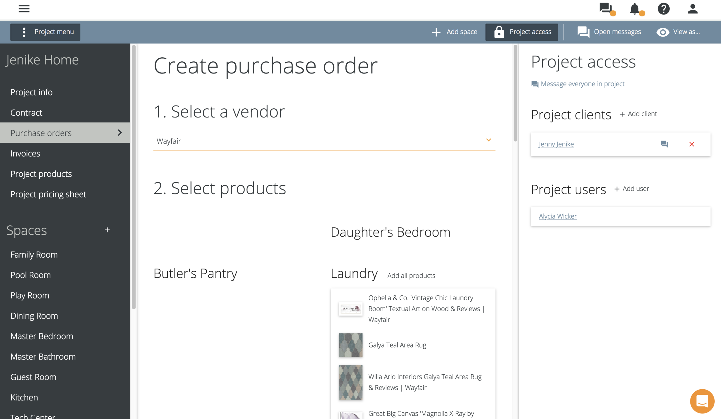 create purchase order page