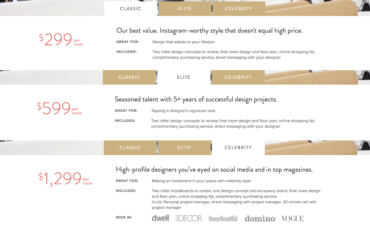 old pricing design sheet