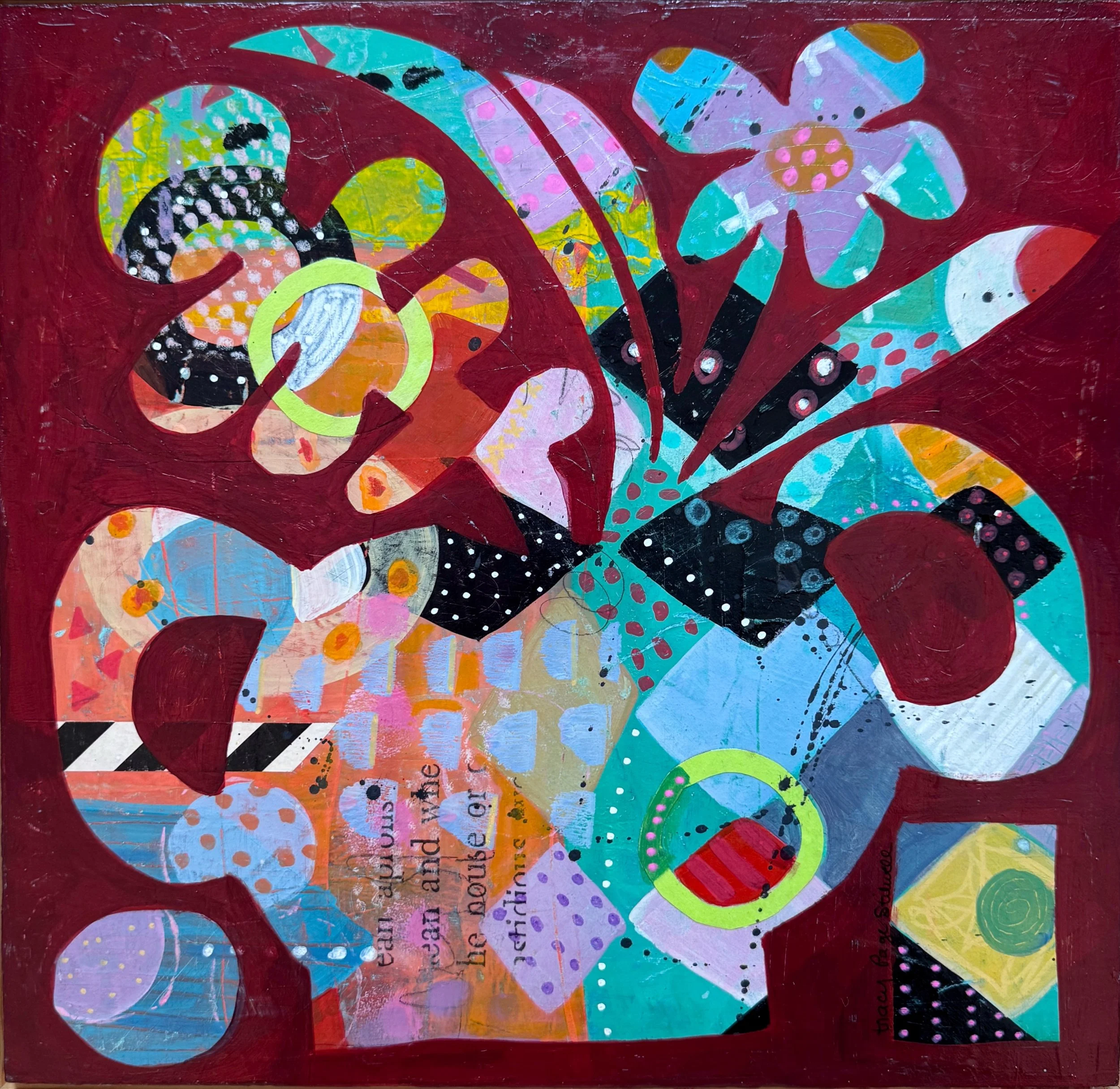 Petals and Pitchers #3,  Acrylic on Wood,  12 x 12 in   $300