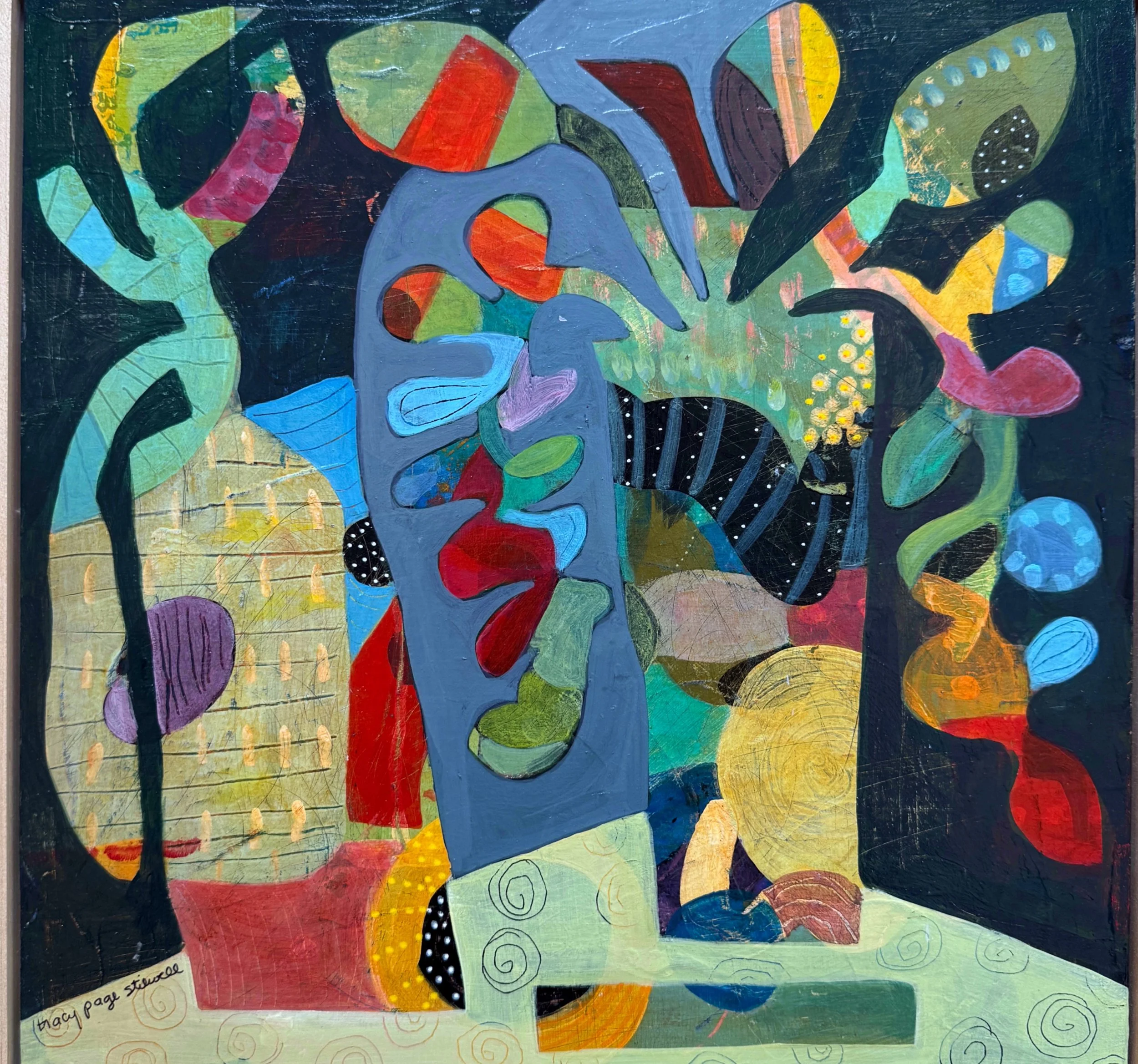 Petals and Pitchers #1,  Acrylic on Wood,  12 x 12 in   $300