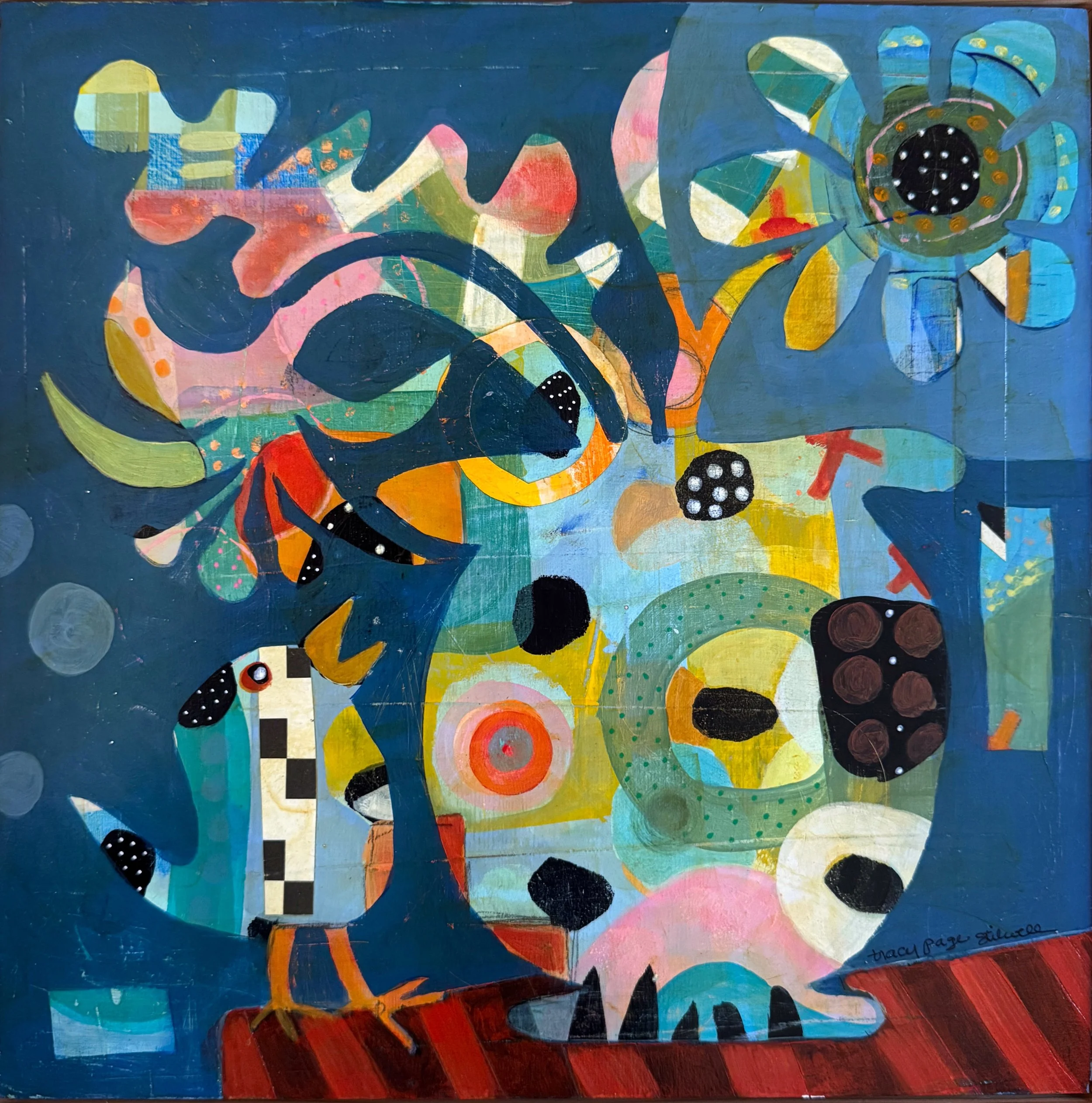 Petals and Pitchers #8,  Acrylic on Wood,  12 x 12 in   $300 - SOLD #;--)