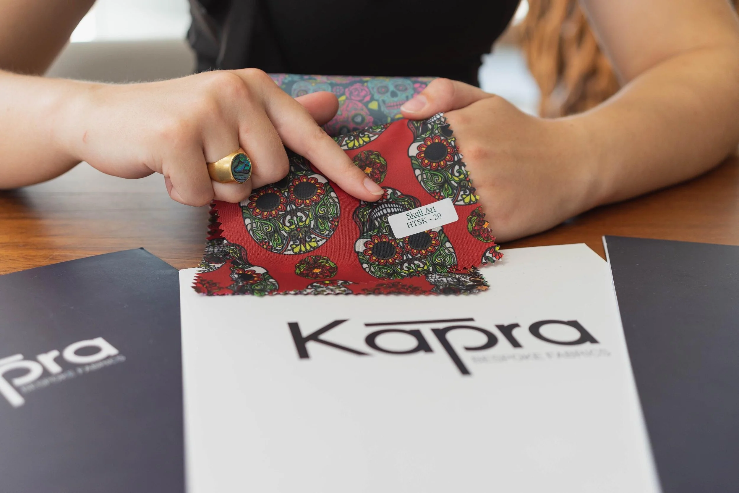 Calaveras on Deep Red Suit Lining - HTSK #20 — Kapra Fabrics