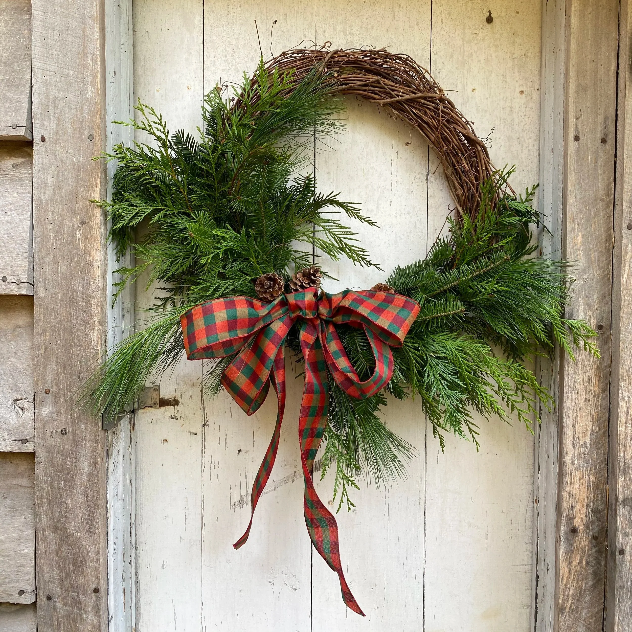 Copy+of+%233_Grapevine+Wreath+with+Greens_Red%26Green+Plaid+Ribbon.jpg