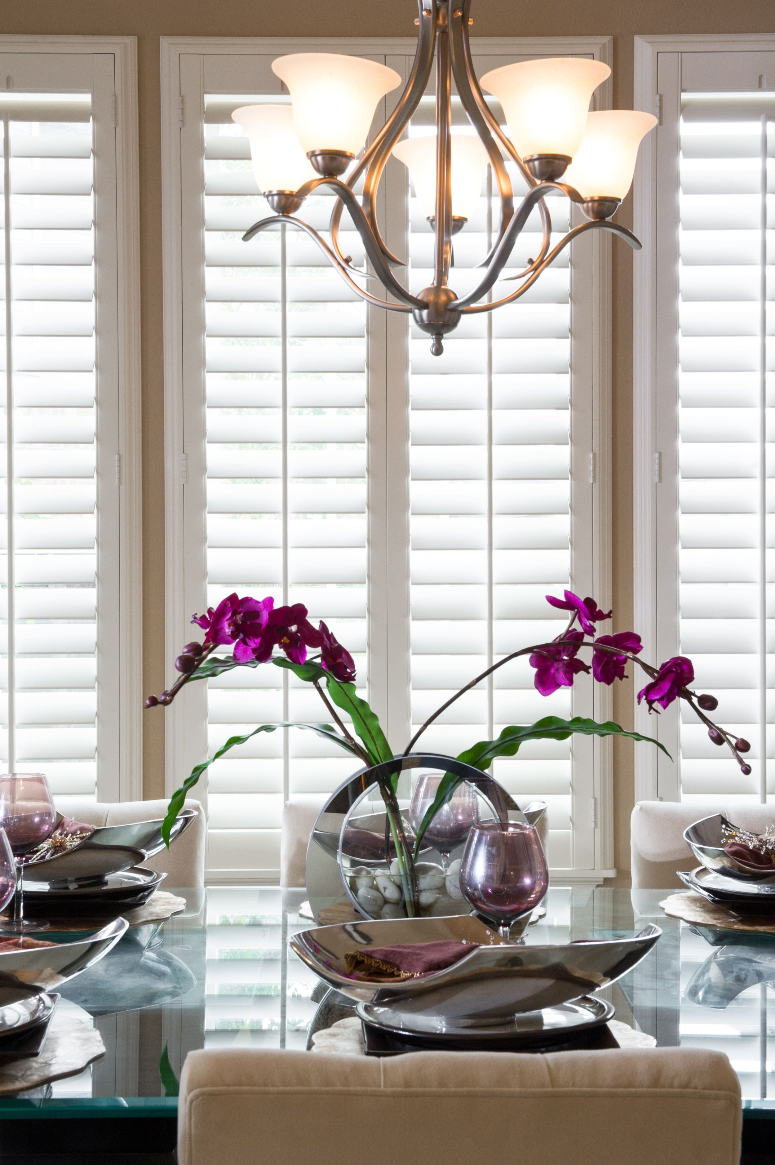 Detail photo of Rockwood Shutters in a beautiful Sugarland, TX home.