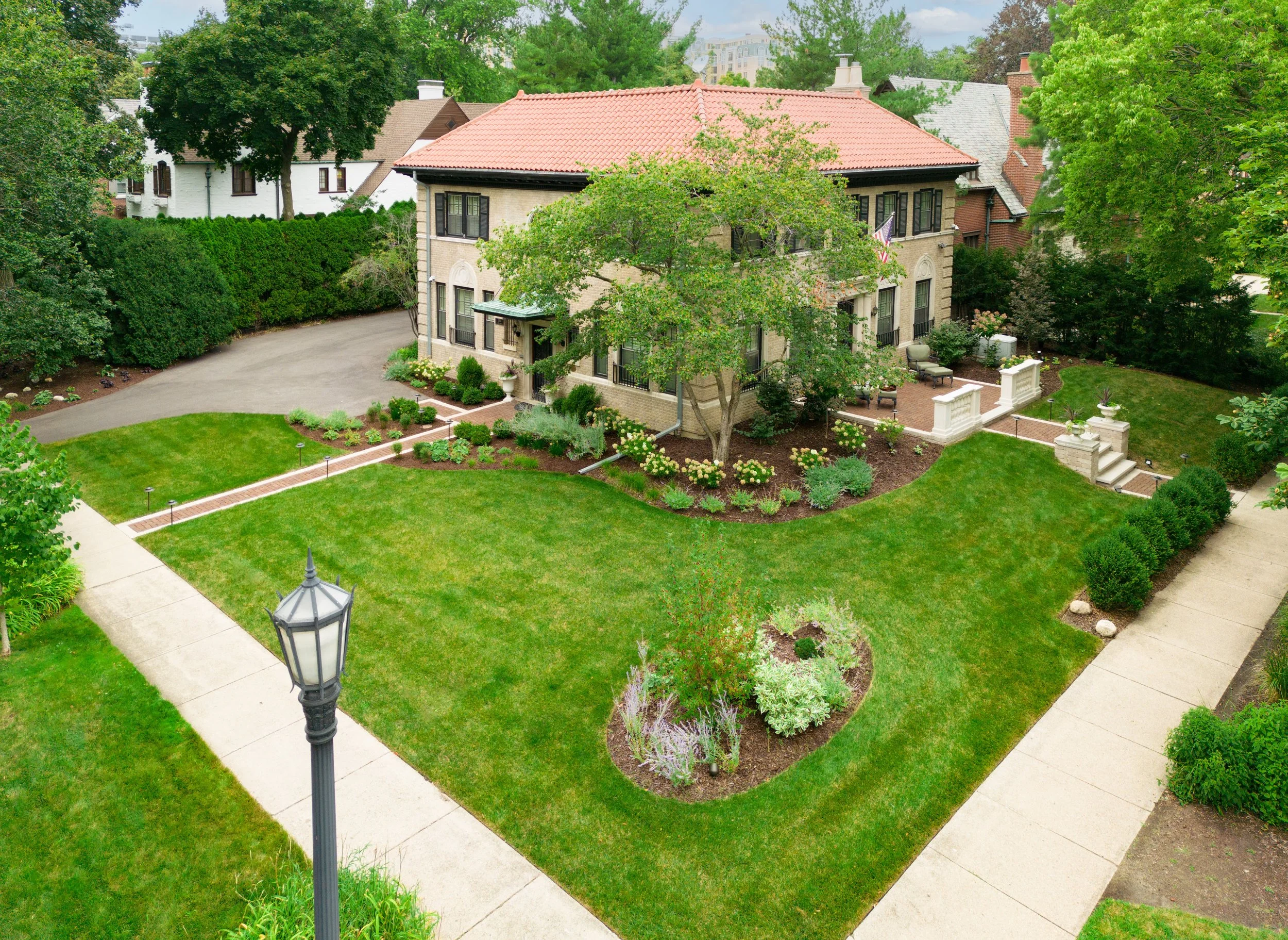 We provide a range of landscape services including Hardscapes, Outdoor Kitchens, Pergolas, Seat Walls, Fire Pits, Lawns, Landscape Lighting, Water Features, Custom Screening, Planting, Drainage Solutions, Holiday Lighting, and much more.  