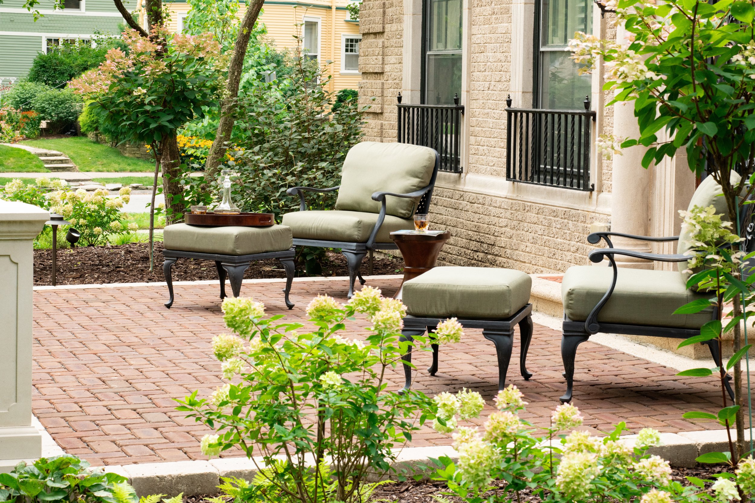 We provide a range of landscape services including Hardscapes, Outdoor Kitchens, Pergolas, Seat Walls, Fire Pits, Lawns, Landscape Lighting, Water Features, Custom Screening, Planting, Drainage Solutions, Holiday Lighting, and much more.  