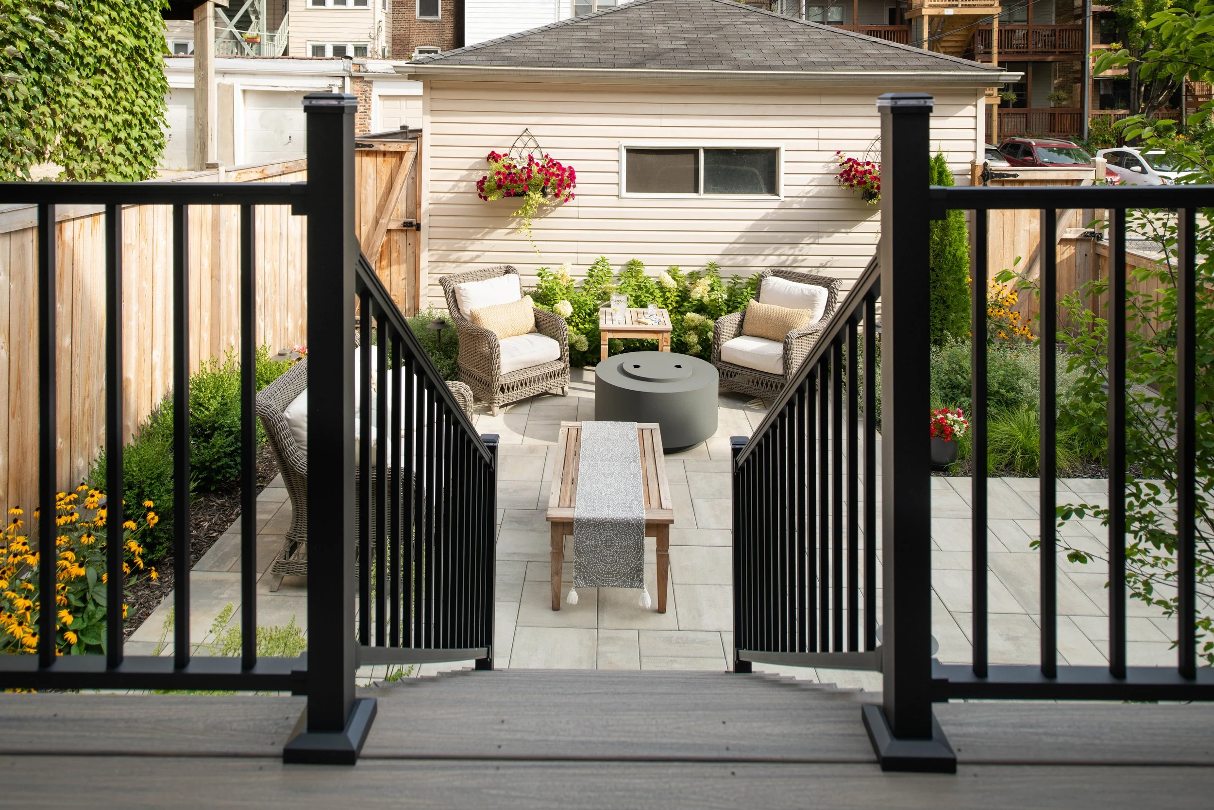 We provide a range of landscape services including Hardscapes, Outdoor Kitchens, Pergolas, Seat Walls, Fire Pits, Lawns, Landscape Lighting, Water Features, Custom Screening, Planting, Drainage Solutions, Holiday Lighting, and much more.  