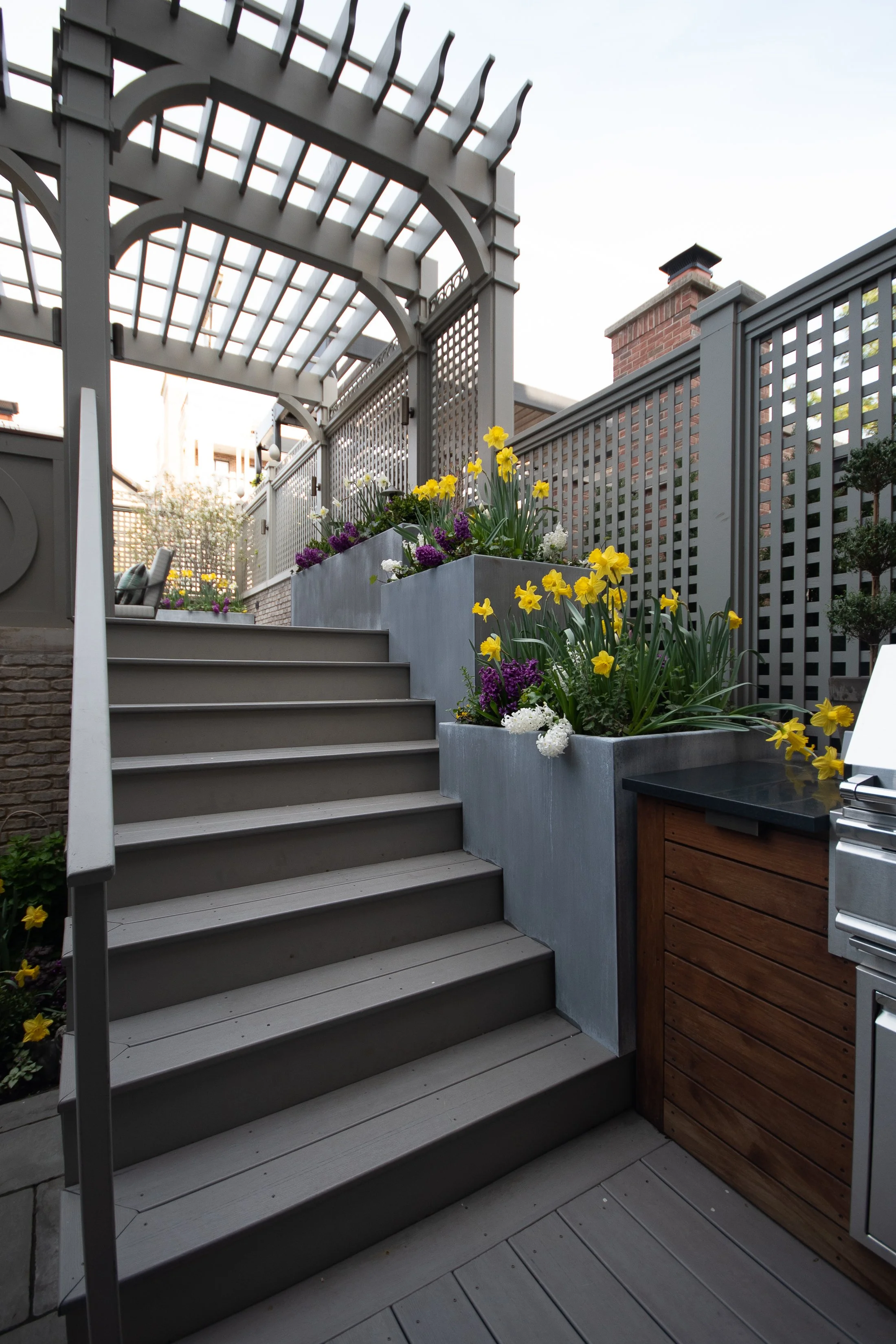 We provide a range of landscape services including Hardscapes, Outdoor Kitchens, Pergolas, Seat Walls, Fire Pits, Lawns, Landscape Lighting, Water Features, Custom Screening, Planting, Drainage Solutions, Holiday Lighting, and much more.  