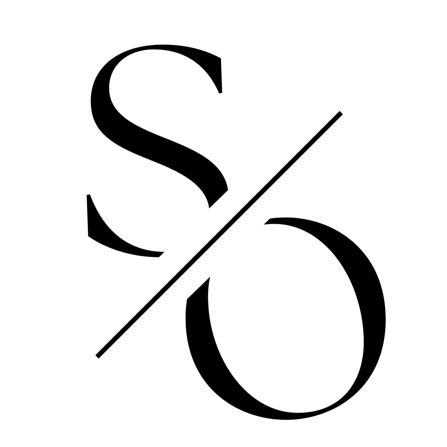 Black percentage symbol with a slash through the middle on a white background.