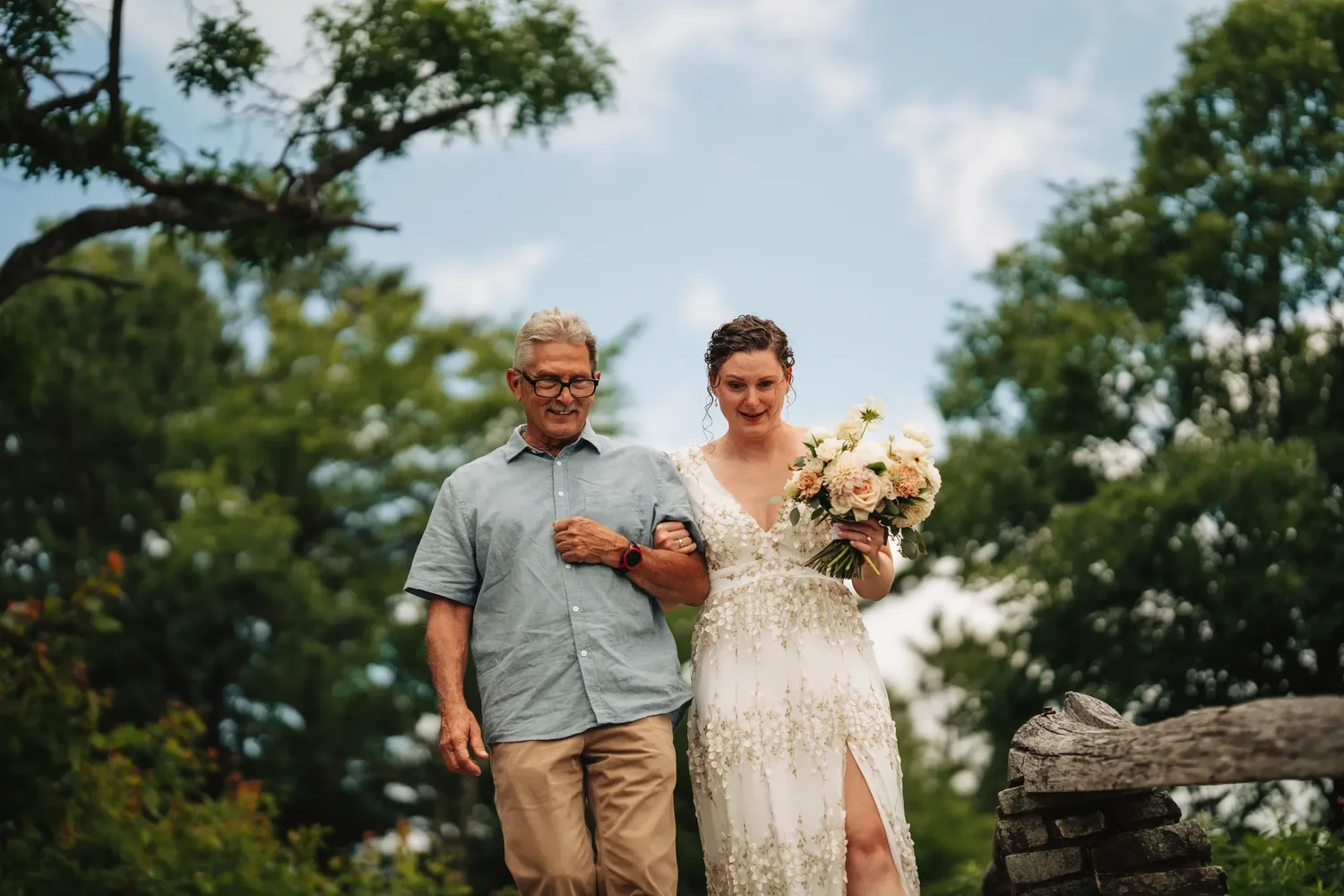 Couple walking together during an outdoor mountain elopement