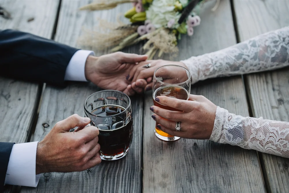 Laid-back brewery stop before a mountain elopement hike