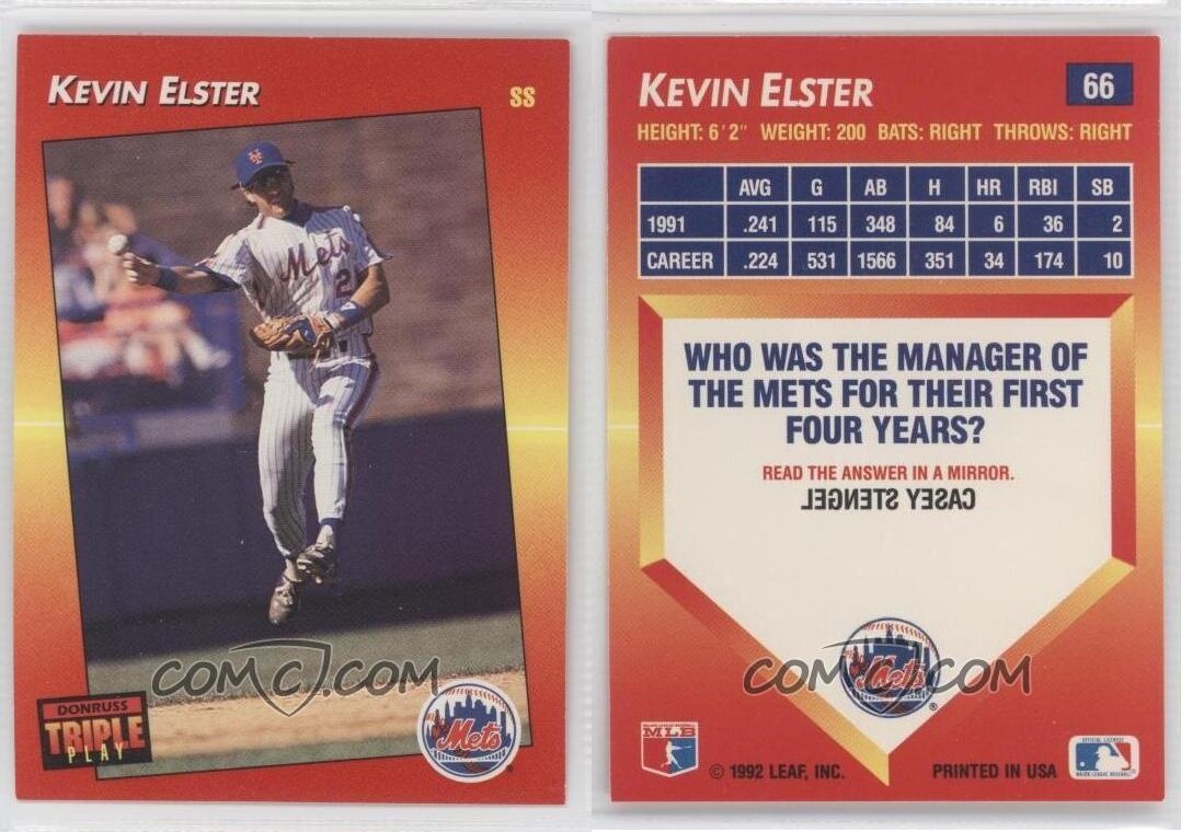 Kevin Elster Baseball Stats by Baseball Almanac